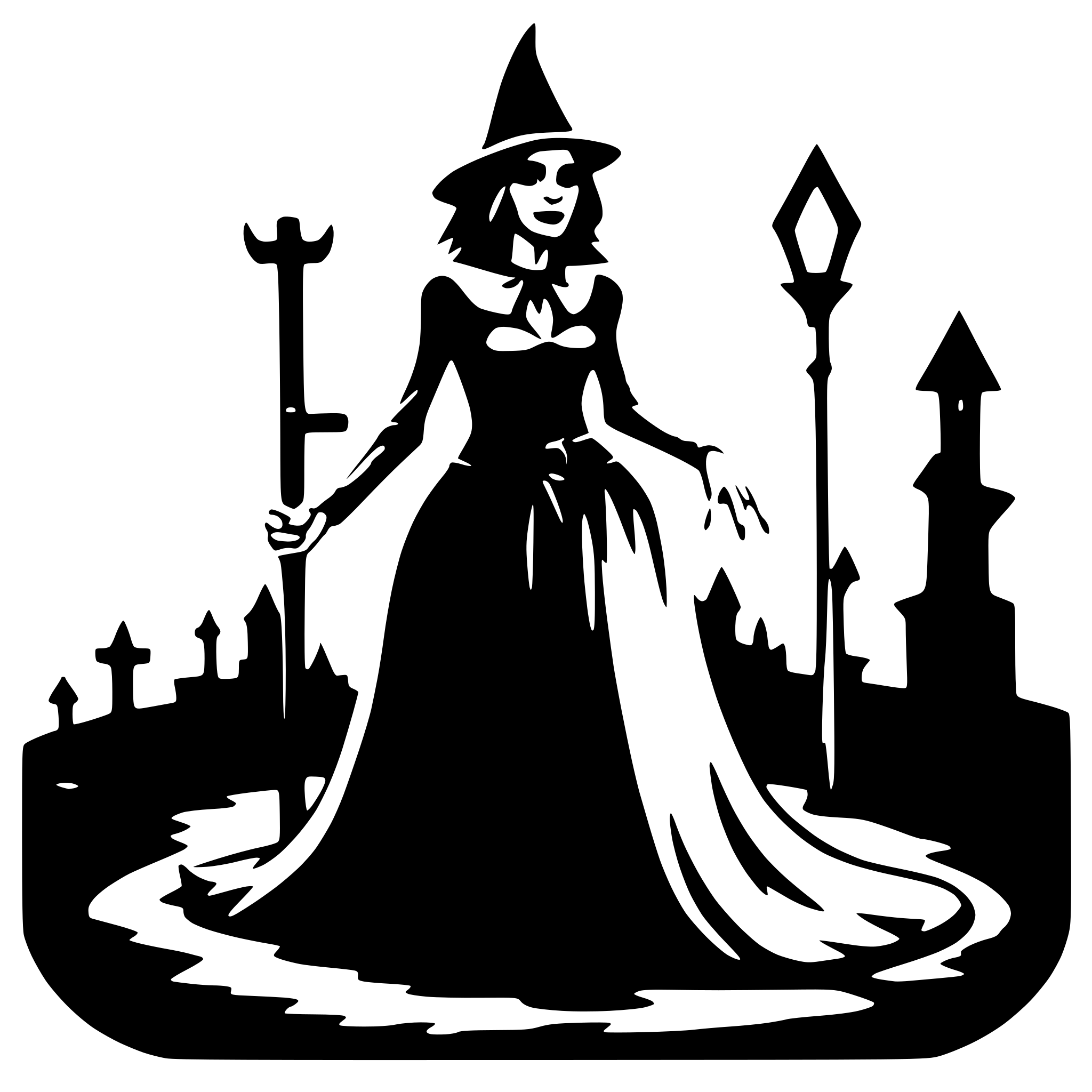 AI-generated SVG of a Spookey Witch on a proom