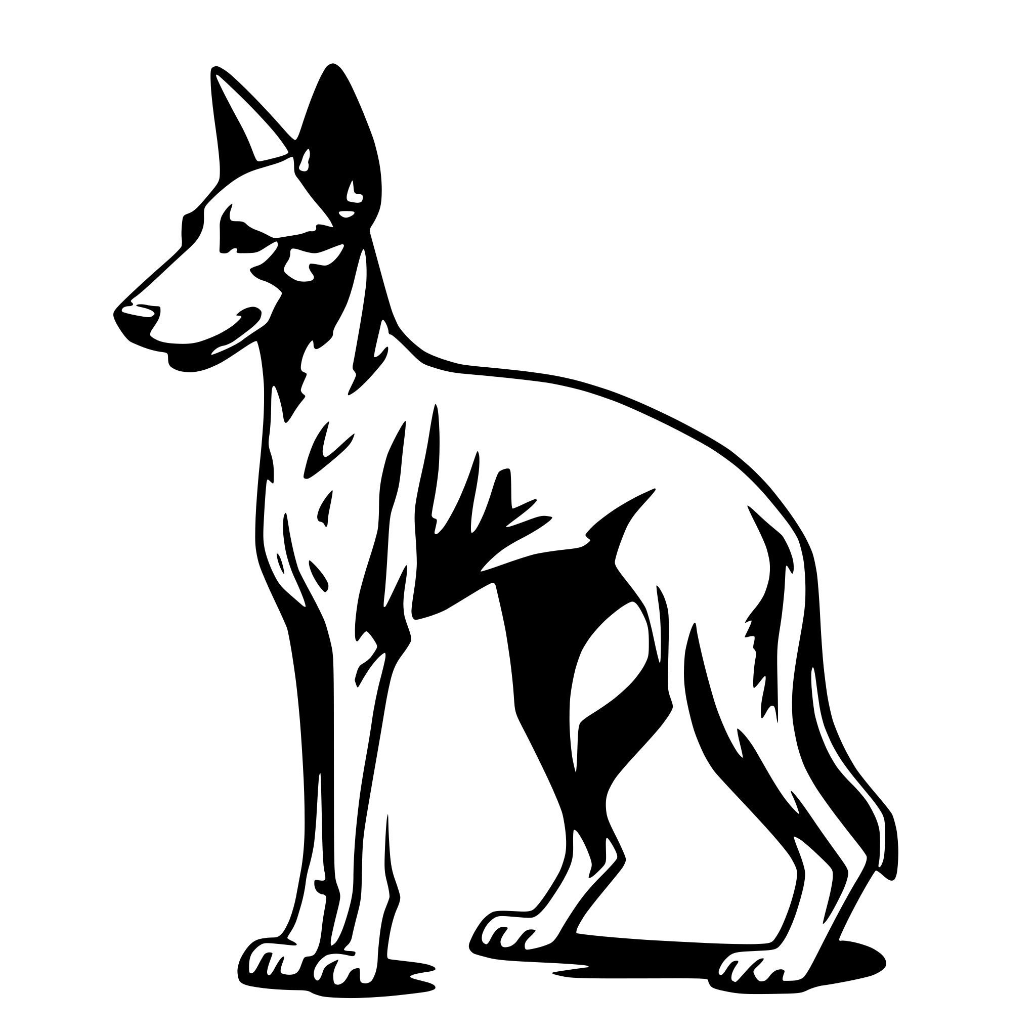 AI-generated SVG of 'podenco ears one folding'