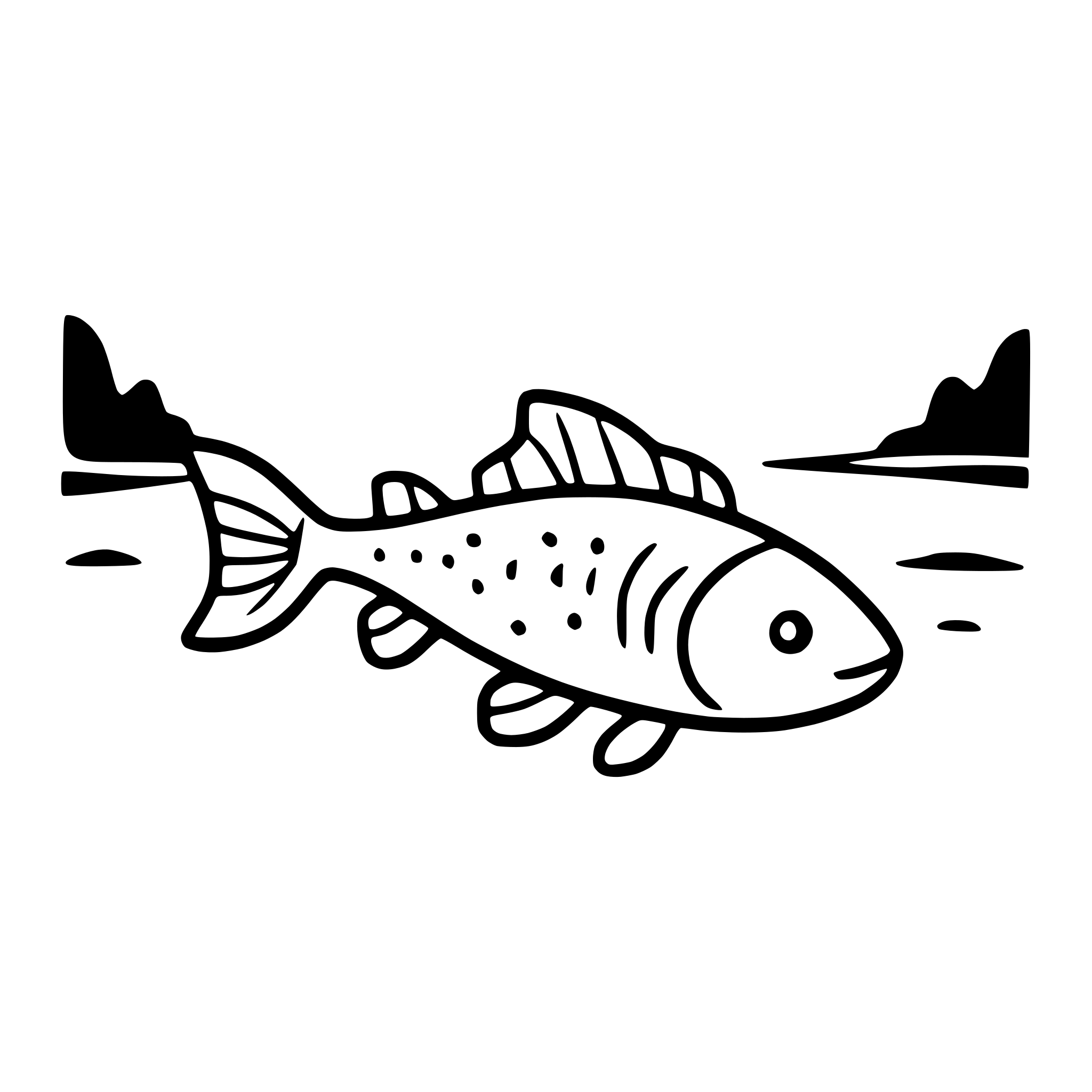 AI-generated SVG of 'fish swimming in river'