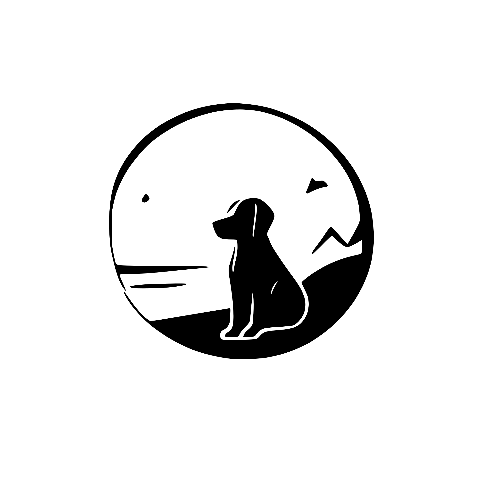 AI-generated SVG of a A minimalist logo featuring a dog silhouette sitting proudly over a large contour of Cyprus