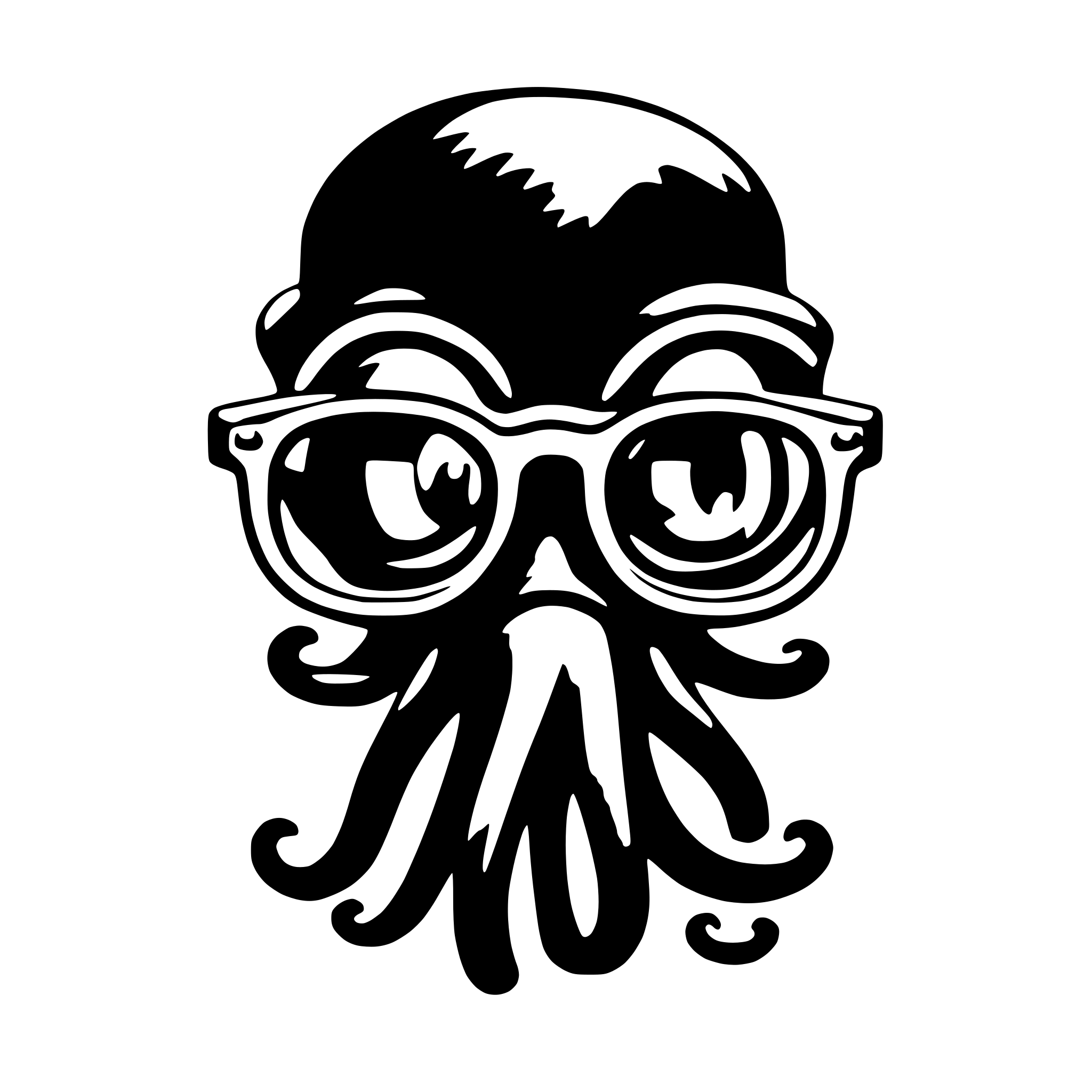 AI-generated SVG of 'smart octopus in glasses'