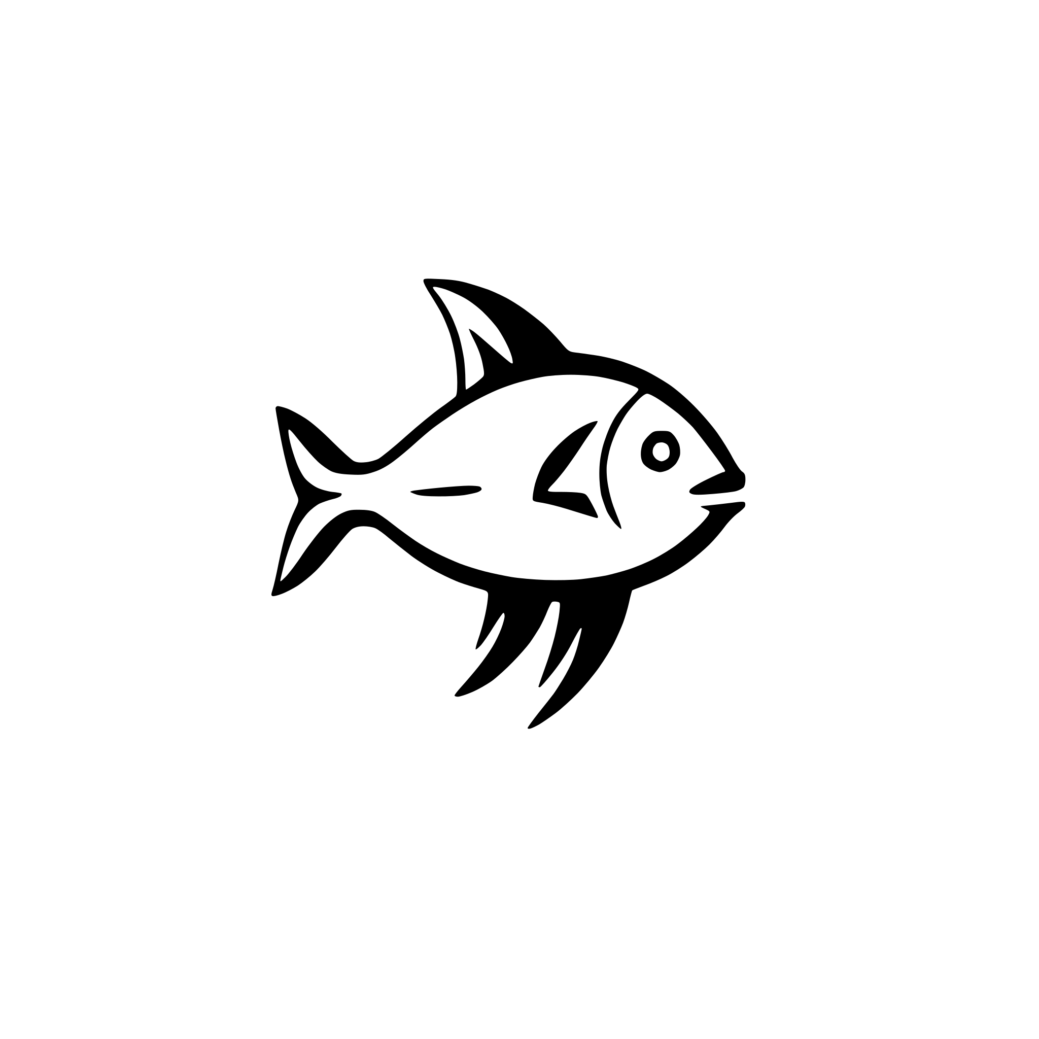 AI-generated SVG of 'minimalist fish with fin'