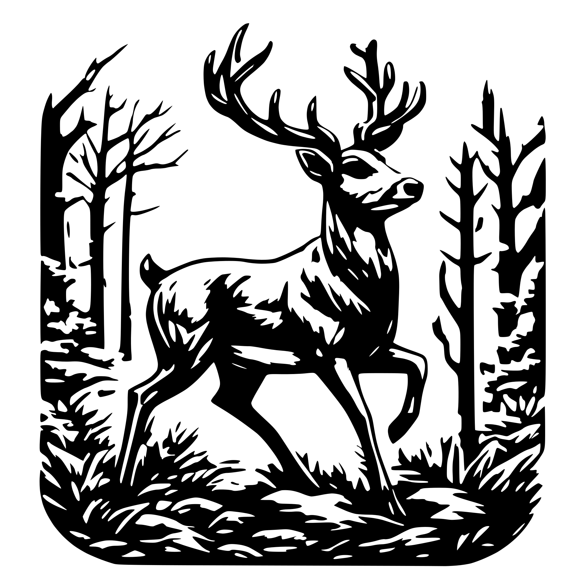 AI-generated SVG of a hunting deer