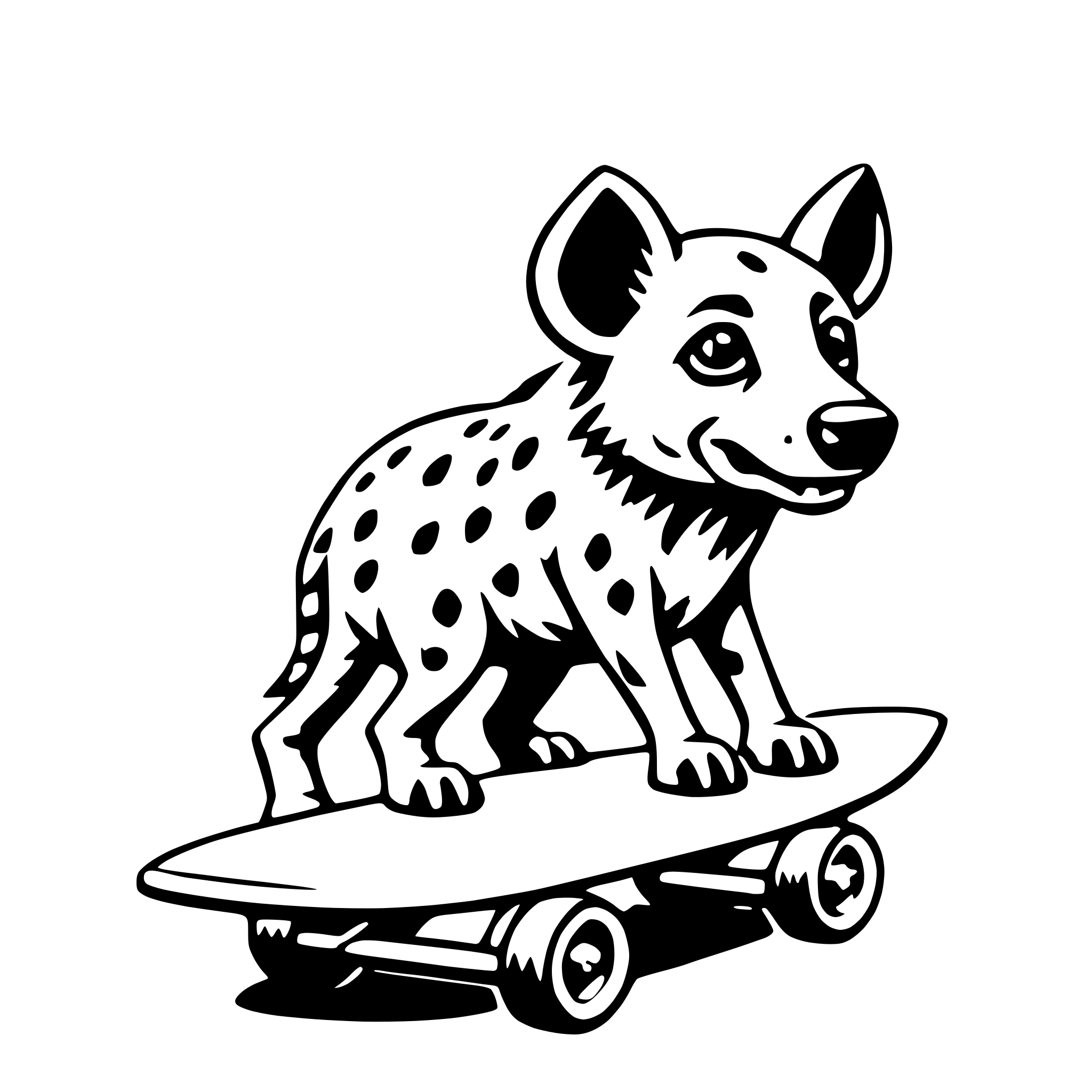 AI-generated SVG of a hyena with skateboard