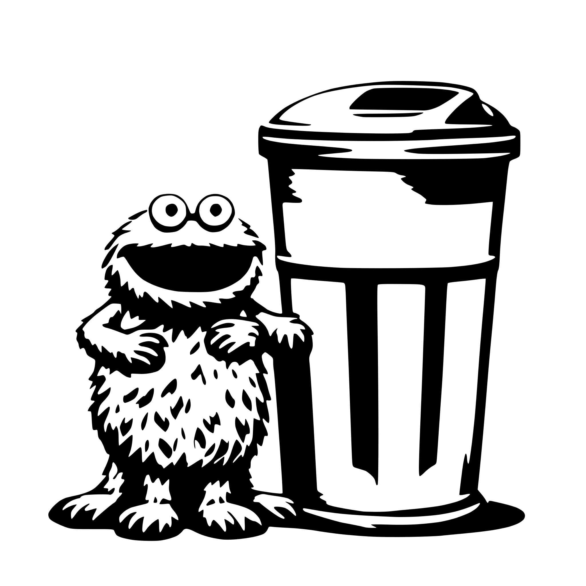 AI-generated SVG of a Cookie Monster from the garbage can