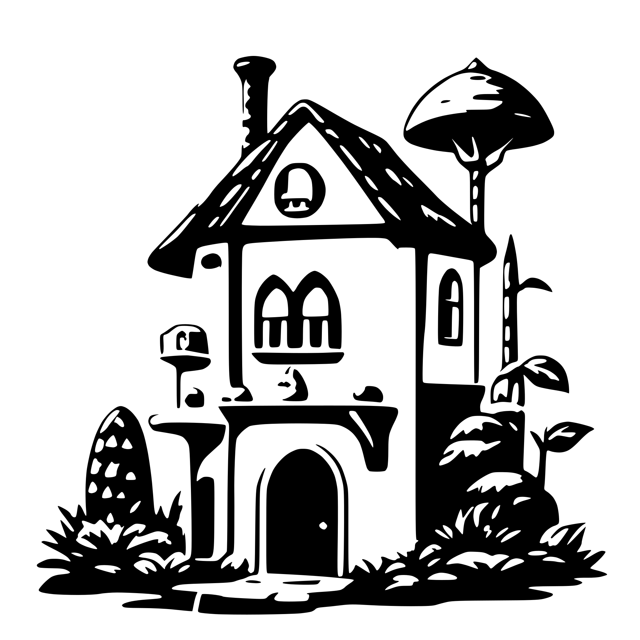 AI-generated SVG of a totoro house