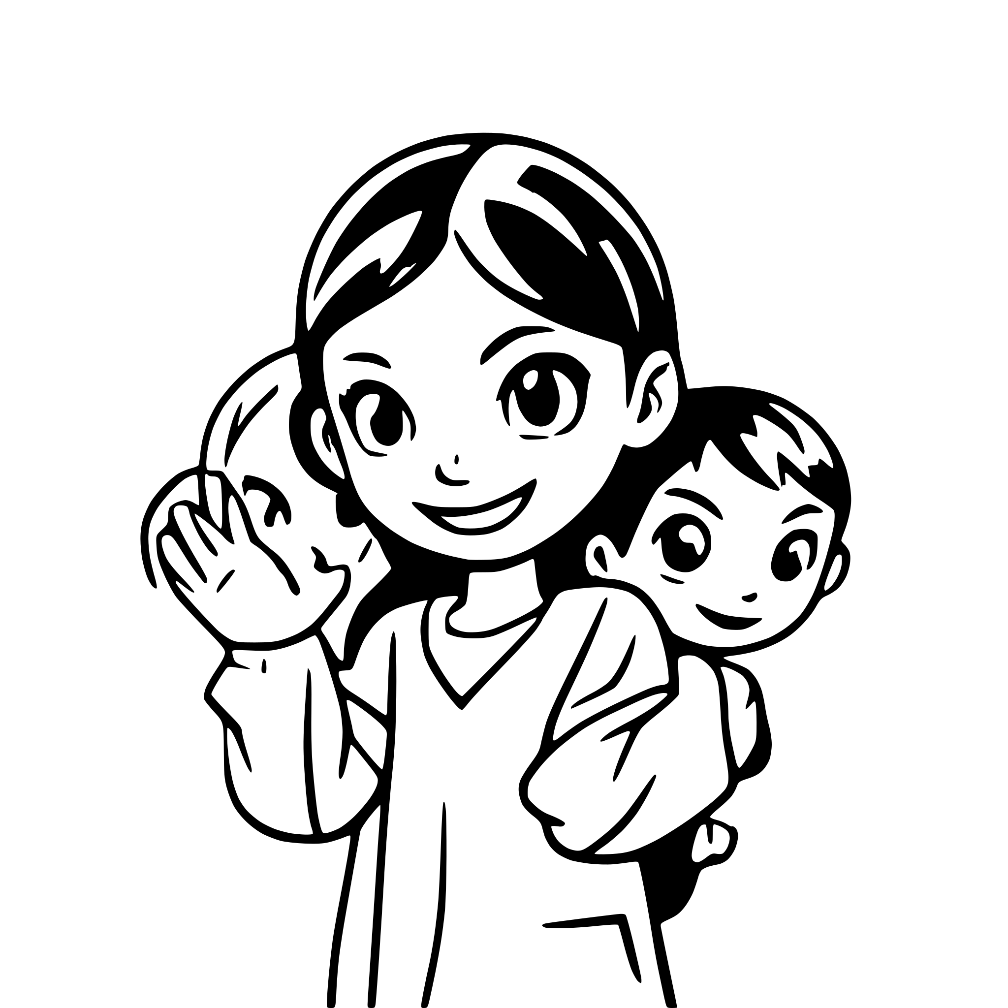 AI-generated SVG of a many childsren who holding on their hands