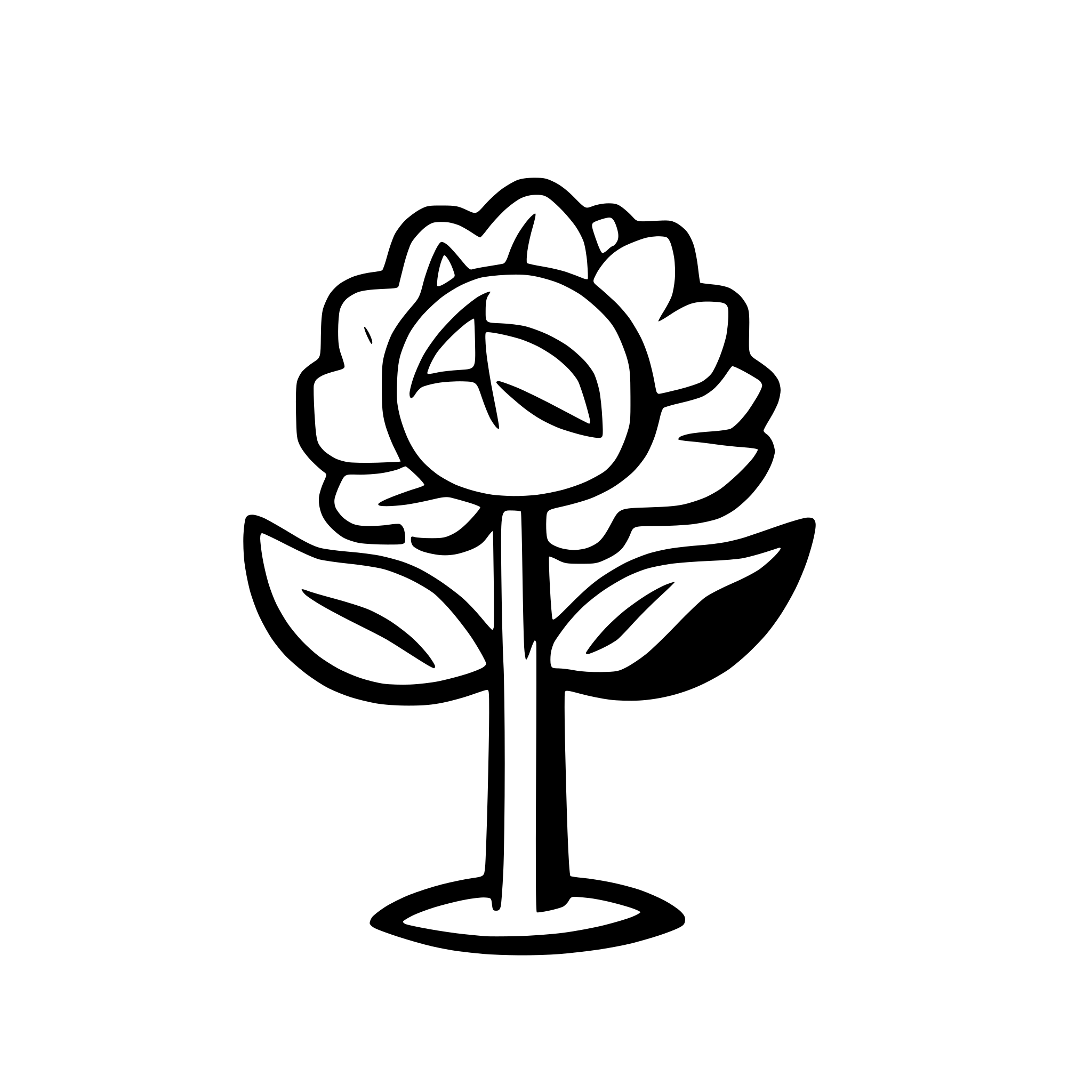 AI-generated SVG of a A single sunflower with a friendly, curved smile on its face-like center.