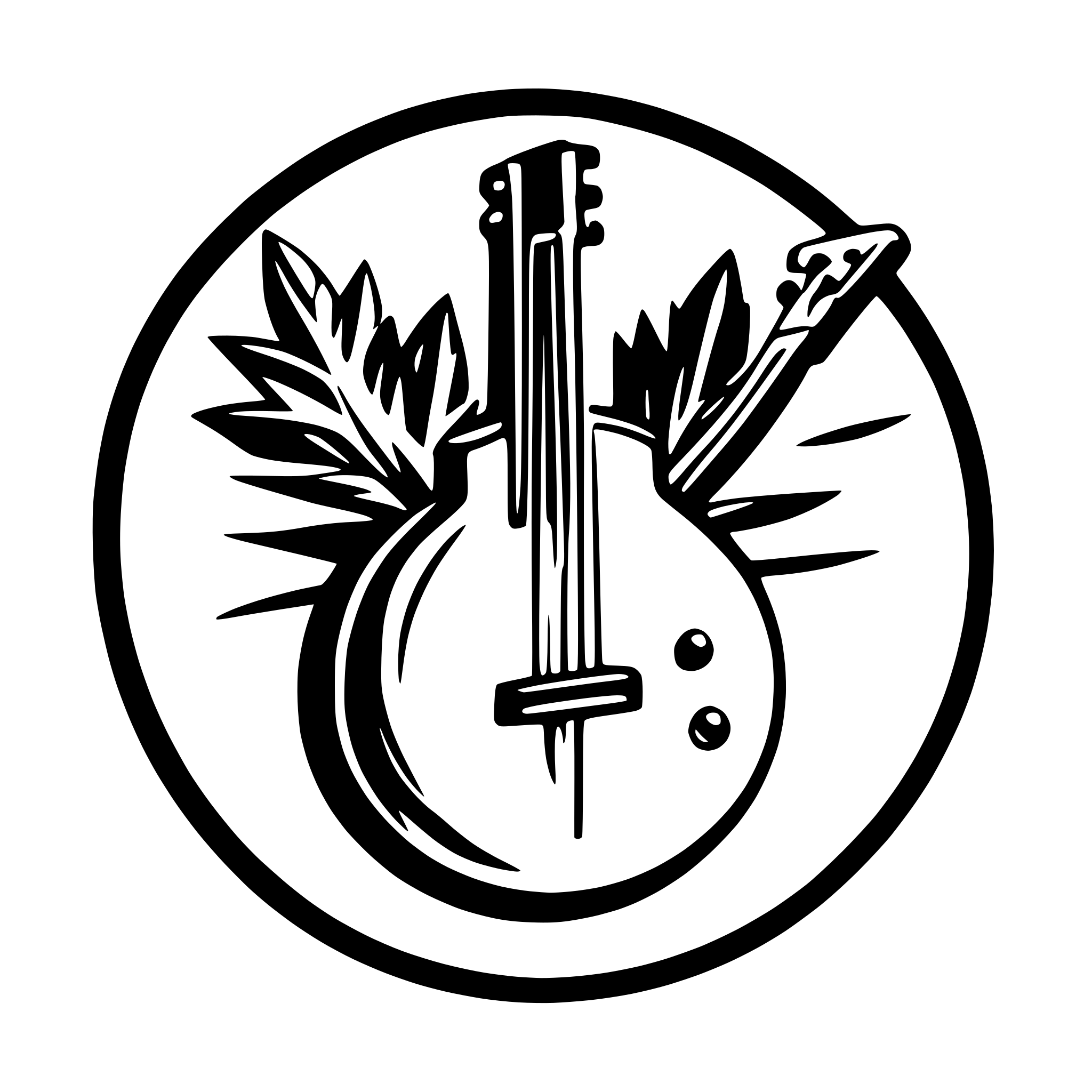 AI-generated SVG of a music band logo for a band called Green Hill Grykes featuring three guitars