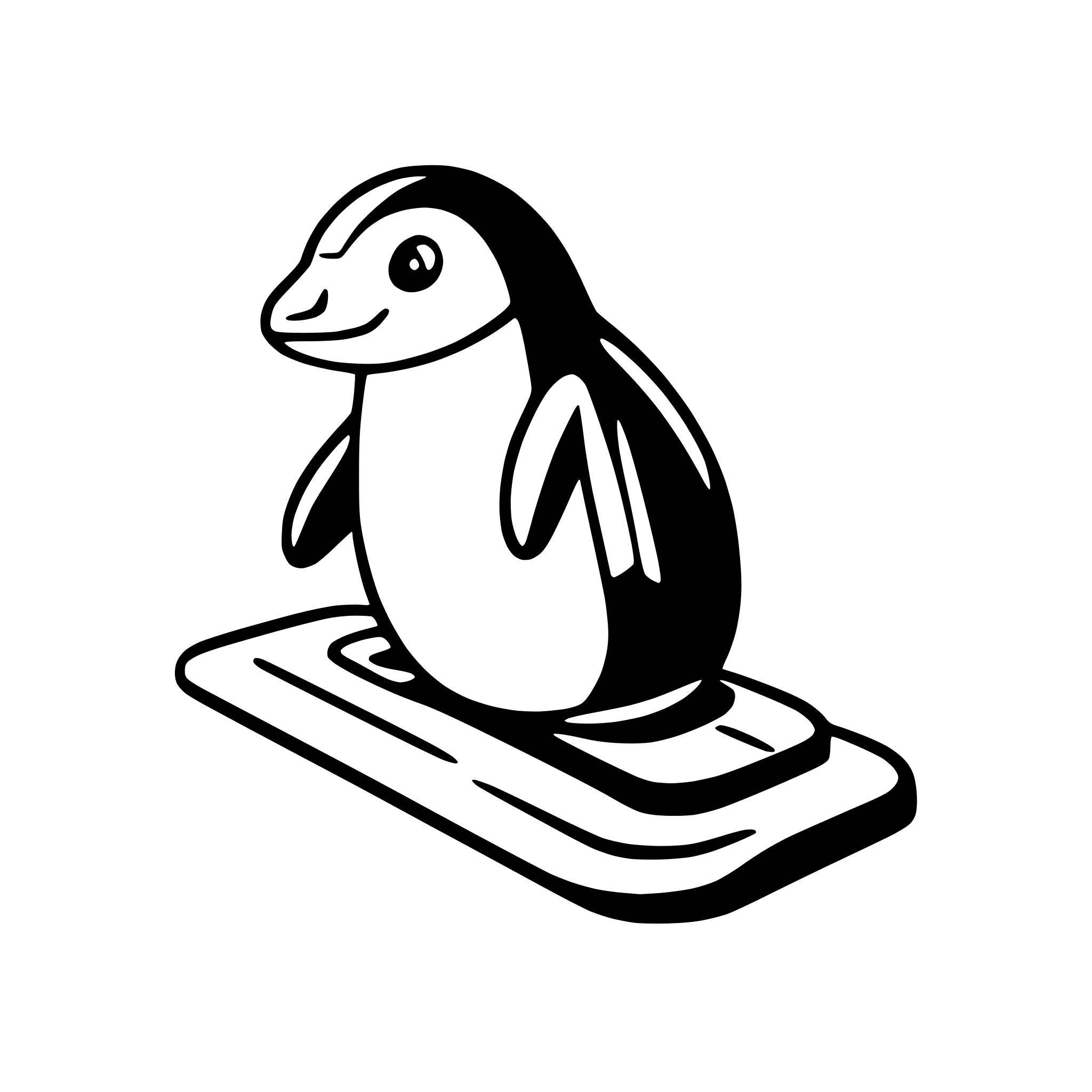 AI-generated SVG of a penguin sliding on ice