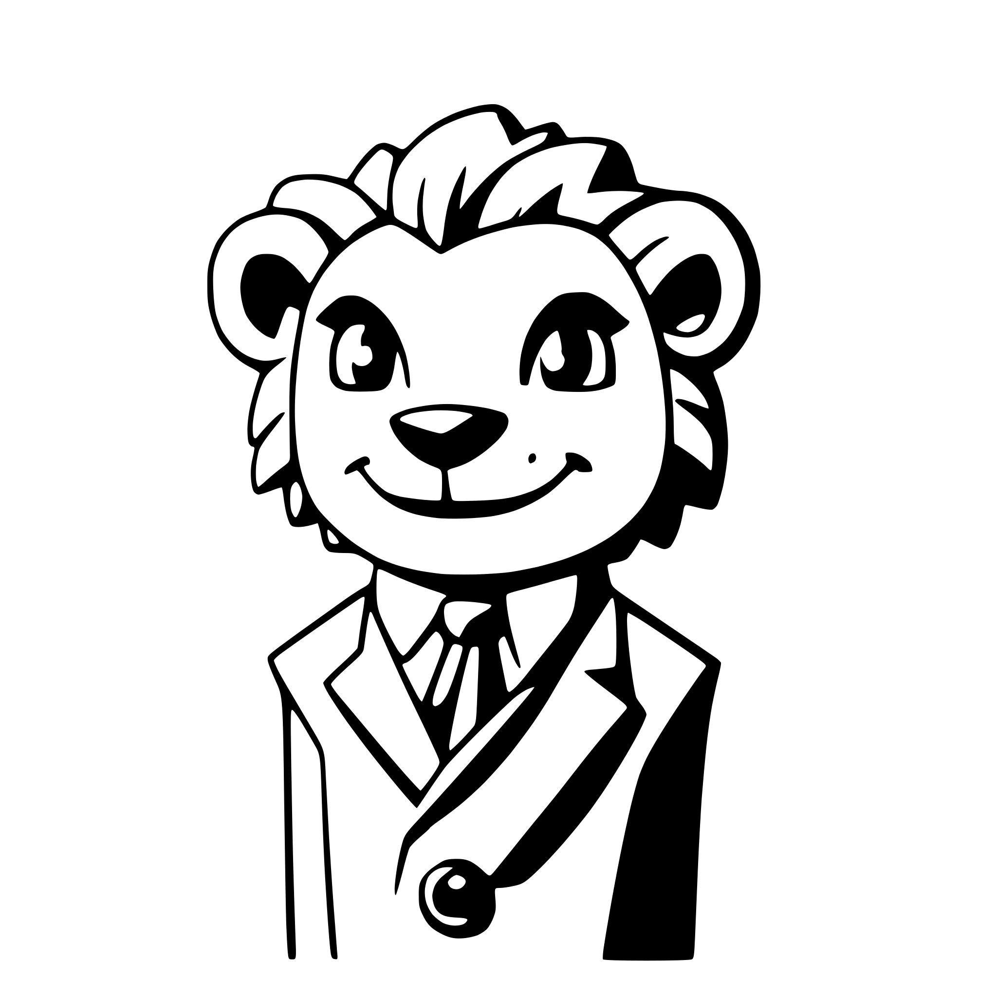 AI-generated SVG of a a friendly lion wearing a bowtie