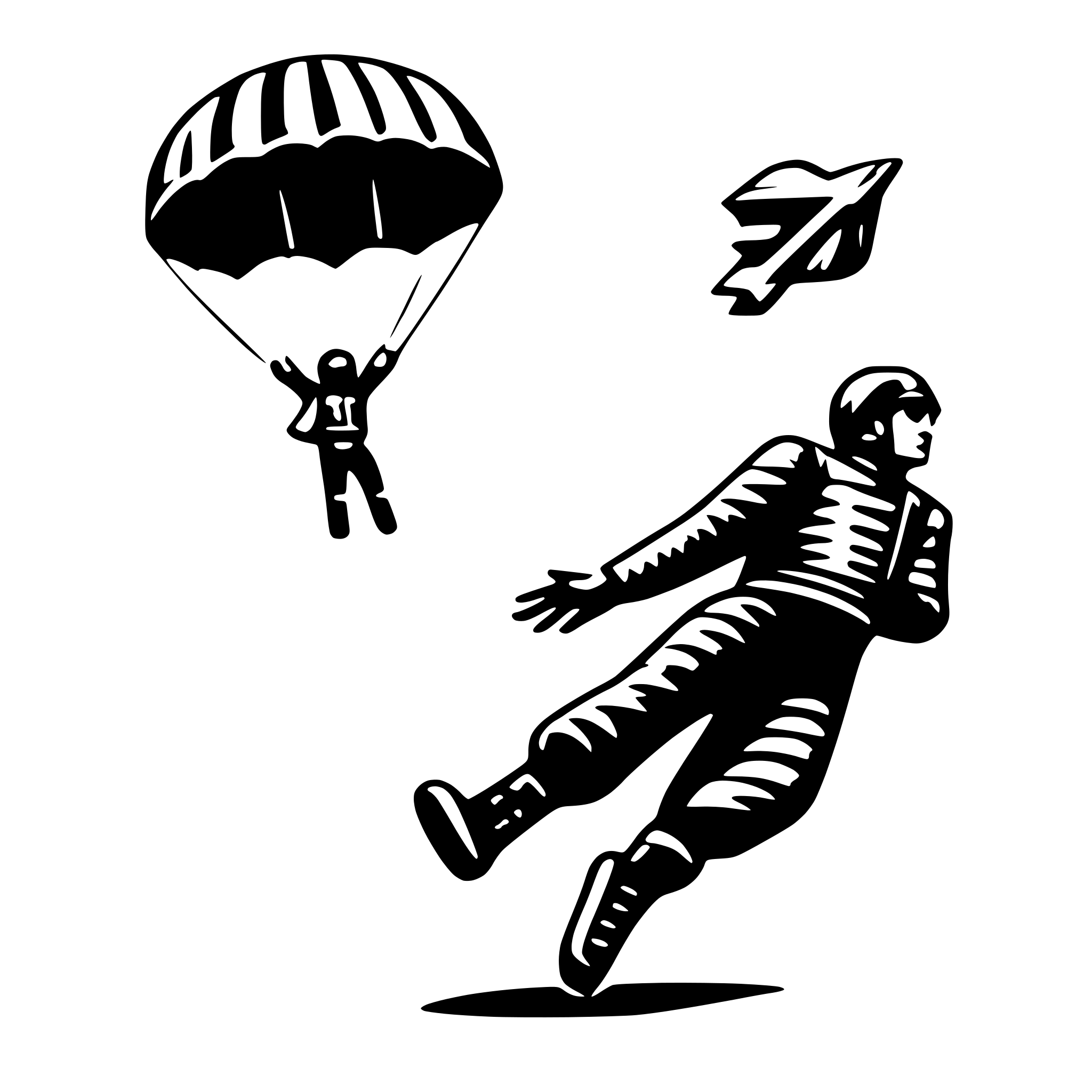 AI-generated SVG of 'parachute and skydiver'