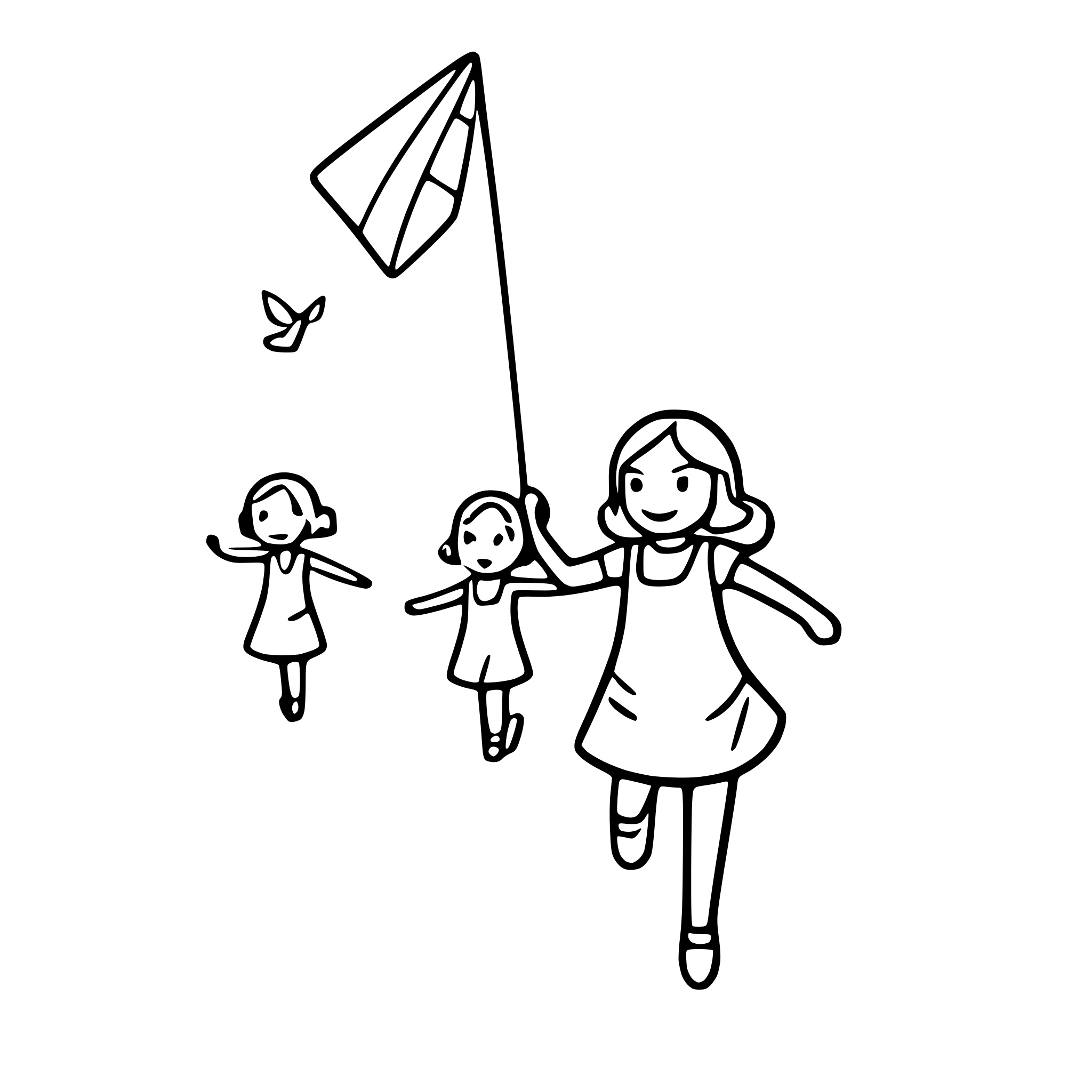 AI-generated SVG of 'children flying kites'