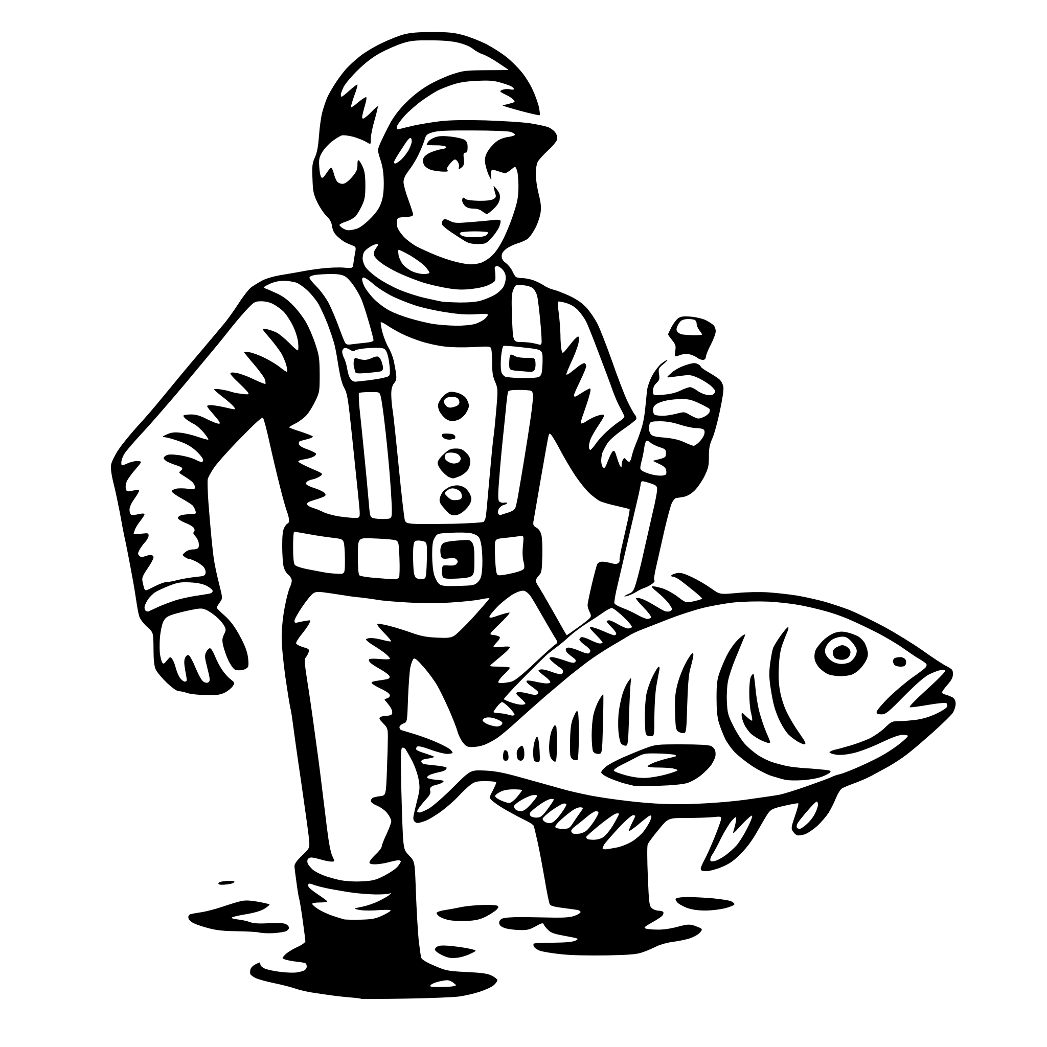 AI-generated SVG of 'scuba diver with fish'
