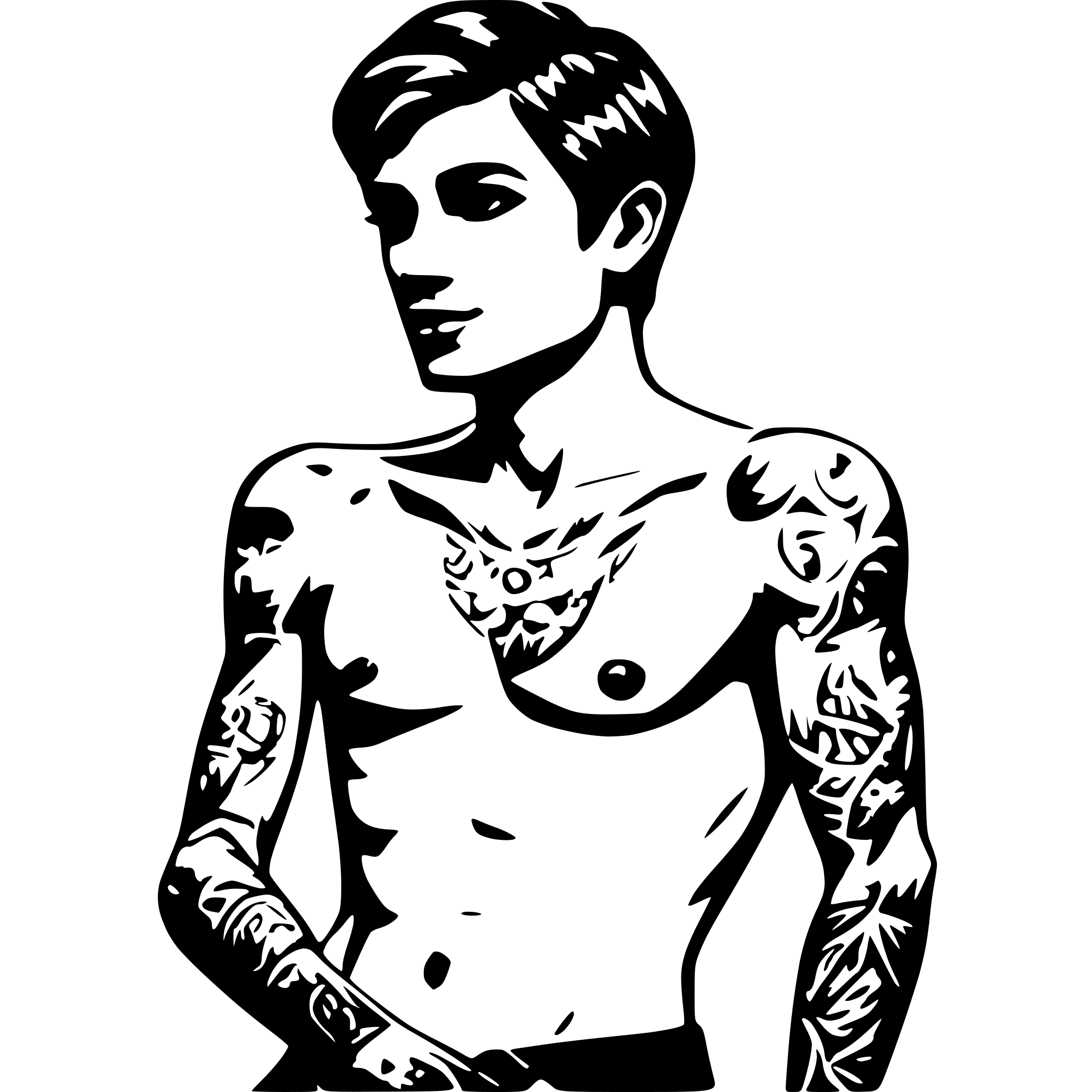 AI-generated SVG of a nude male with tattoos