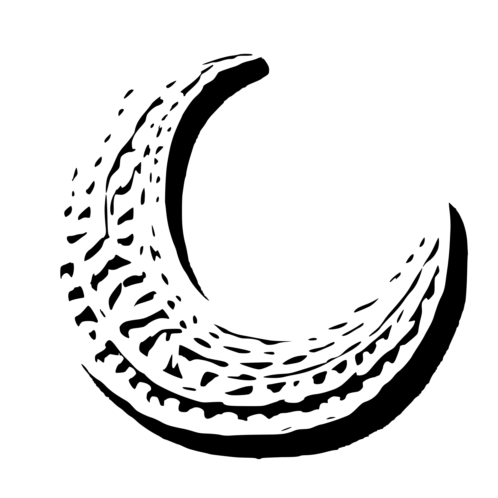 AI-generated SVG of a crescent moon crocheted from yarn, in the night sky