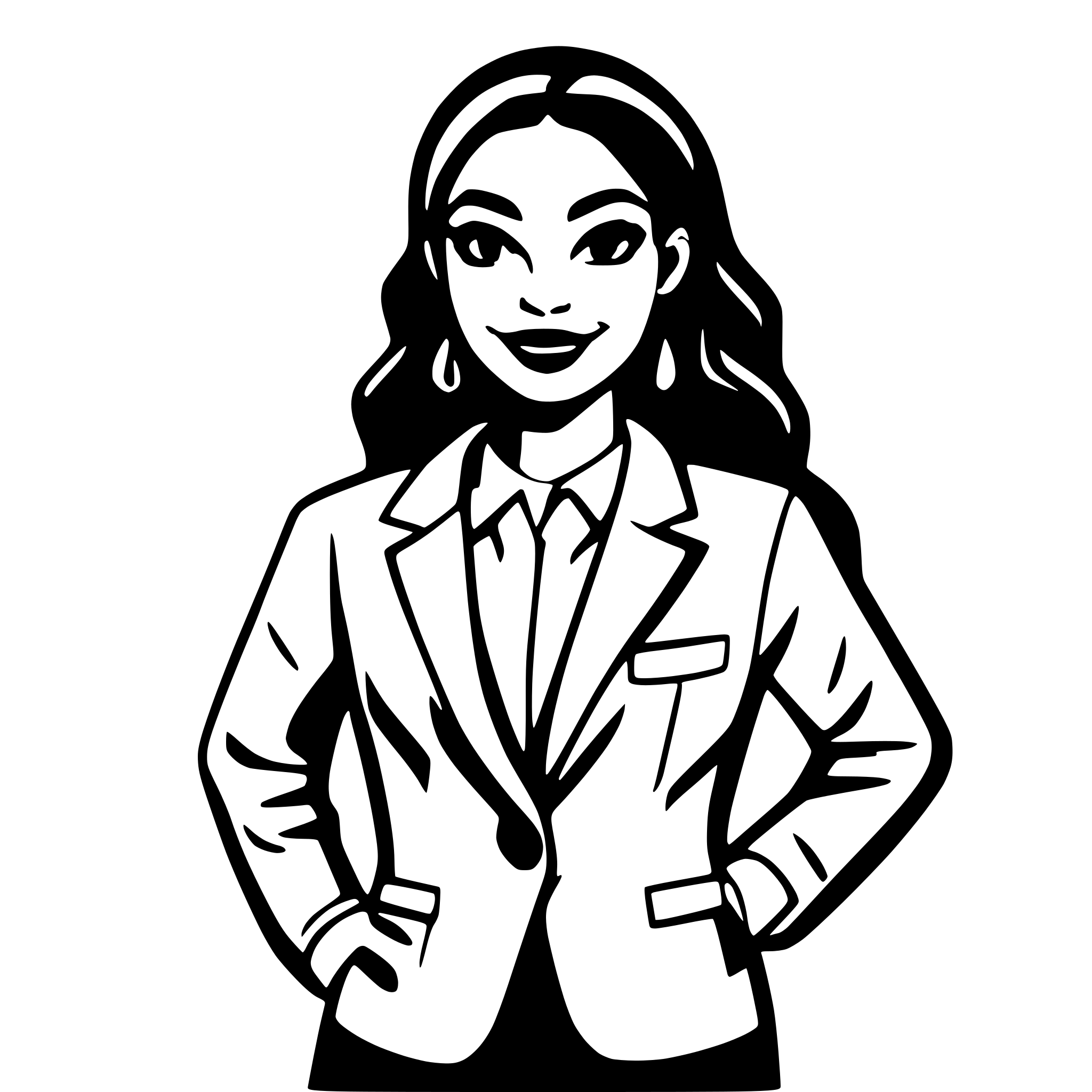 AI-generated SVG of a pop art, comic-style woman of indigenous descent in business clothes
