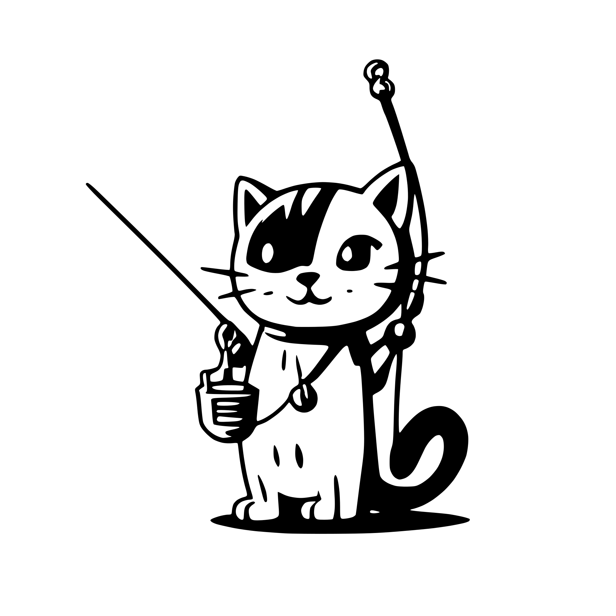 AI-generated SVG of a a cat using a fishing rode