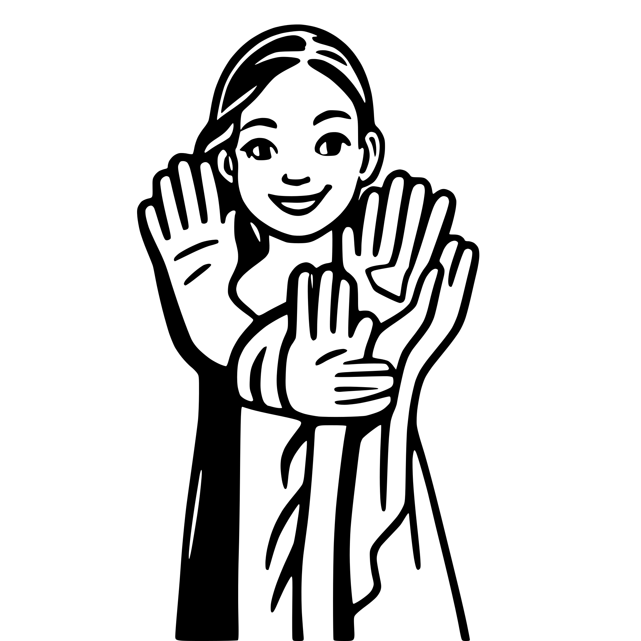 AI-generated SVG of a educator with  8 children holding hands