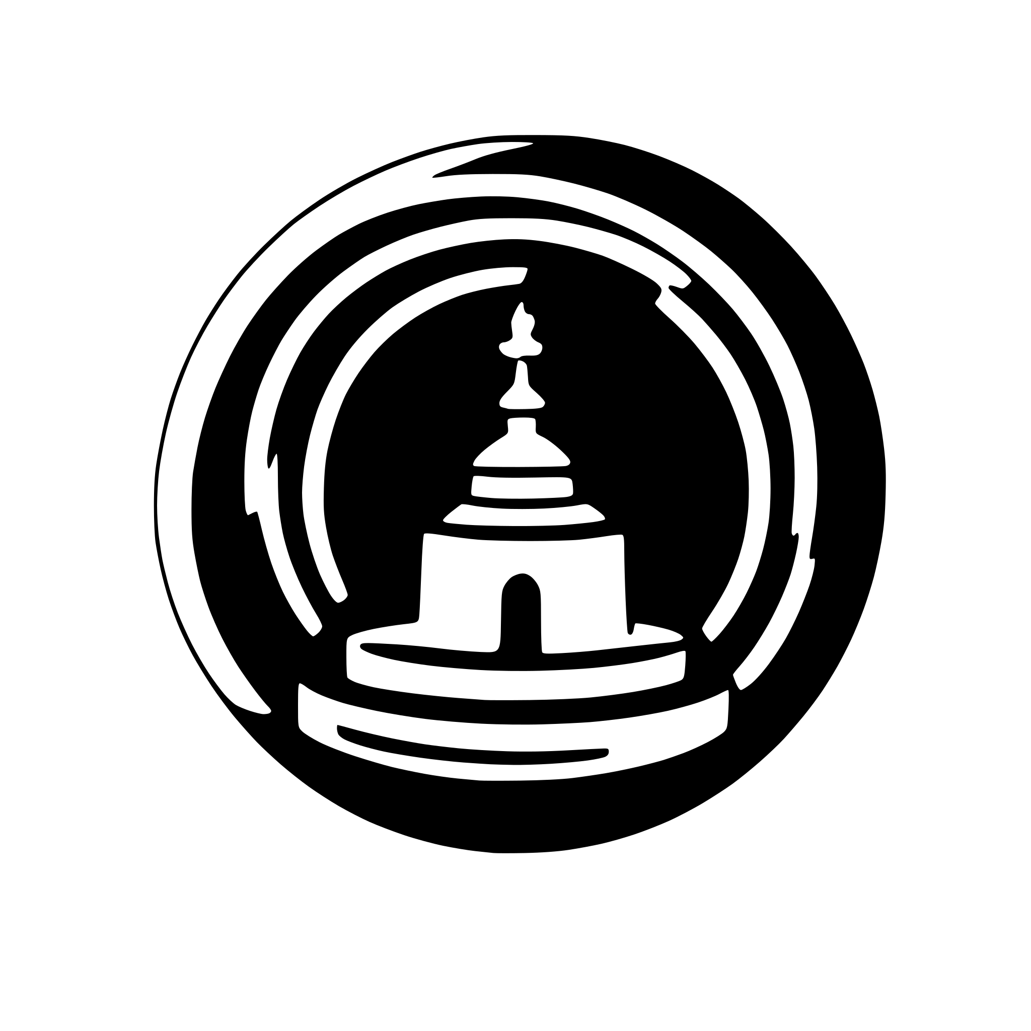 AI-generated SVG of a very minimalist, circular logo  a minbar. Use a deep blue background and white for the icon, with no extra details or depth.
