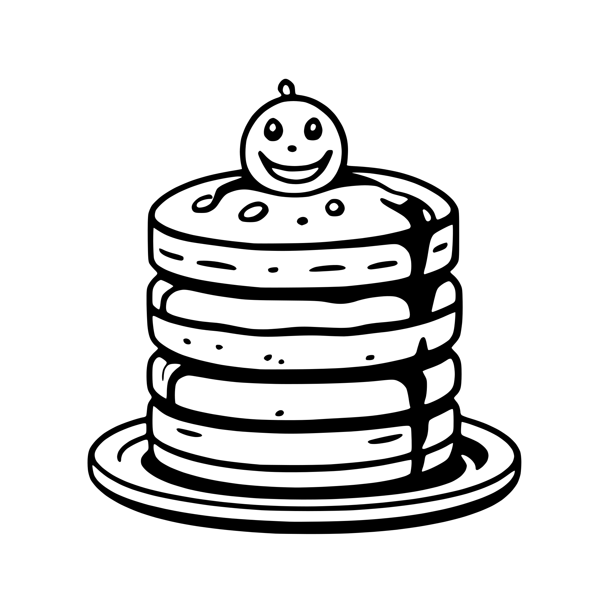AI-generated SVG of a a stack of pancakes with syrup and a smiley face AI-generated SVG of a a stack of pancakes with syrup and a smiley face