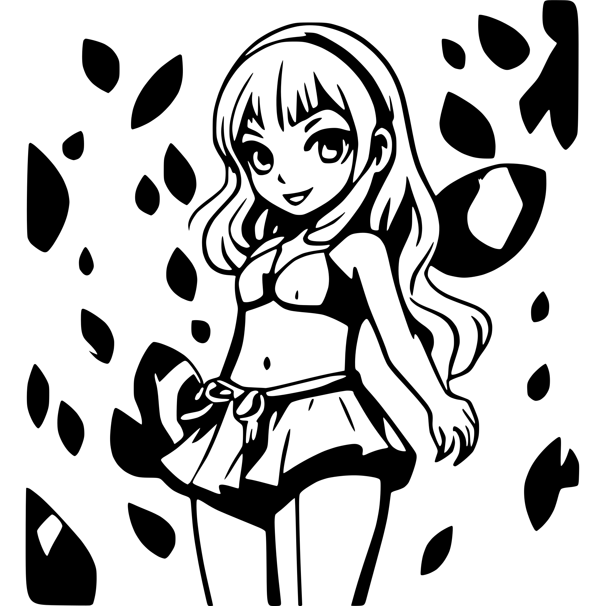 AI-generated SVG of a anime girl bikini
