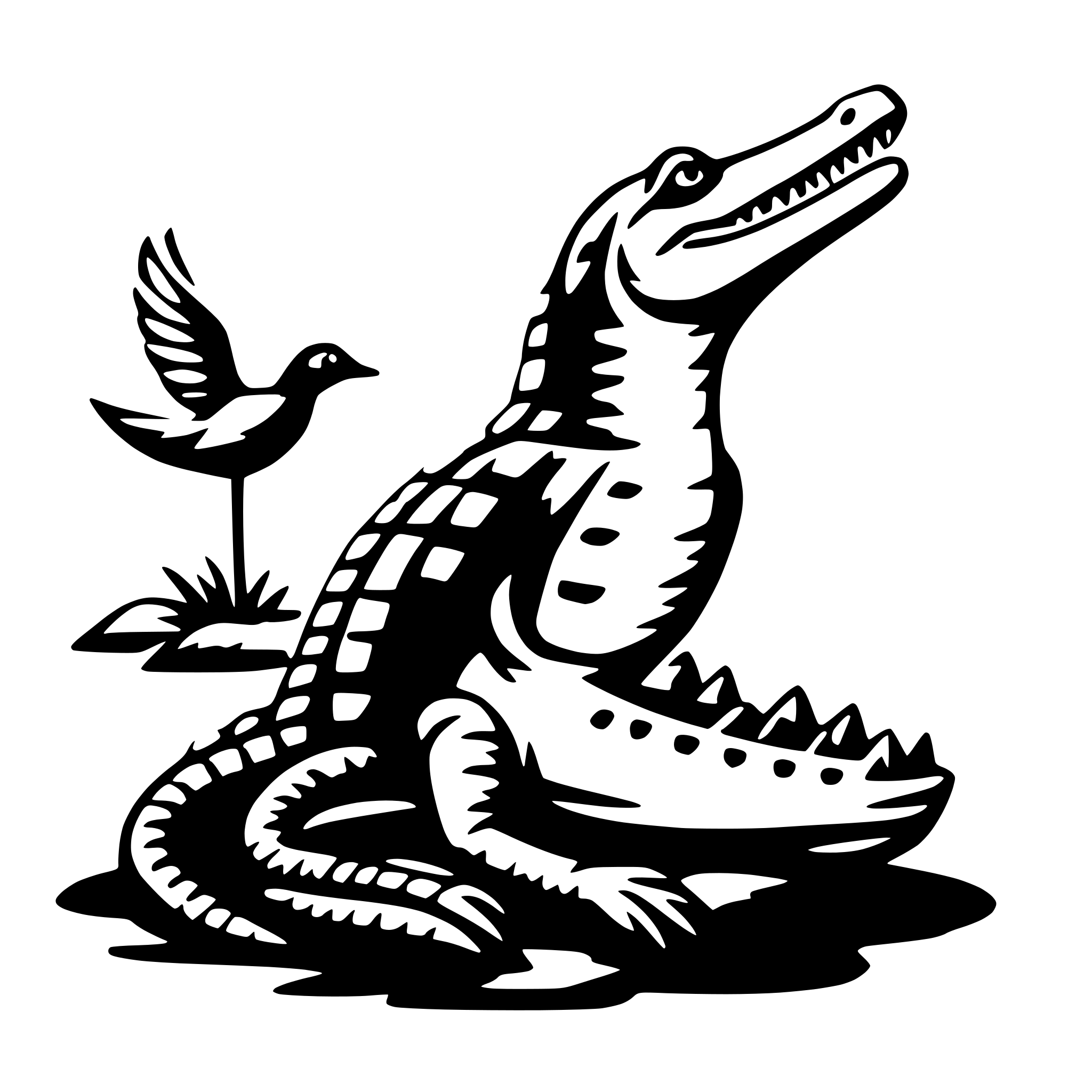 AI-generated SVG of a crocodile and bird