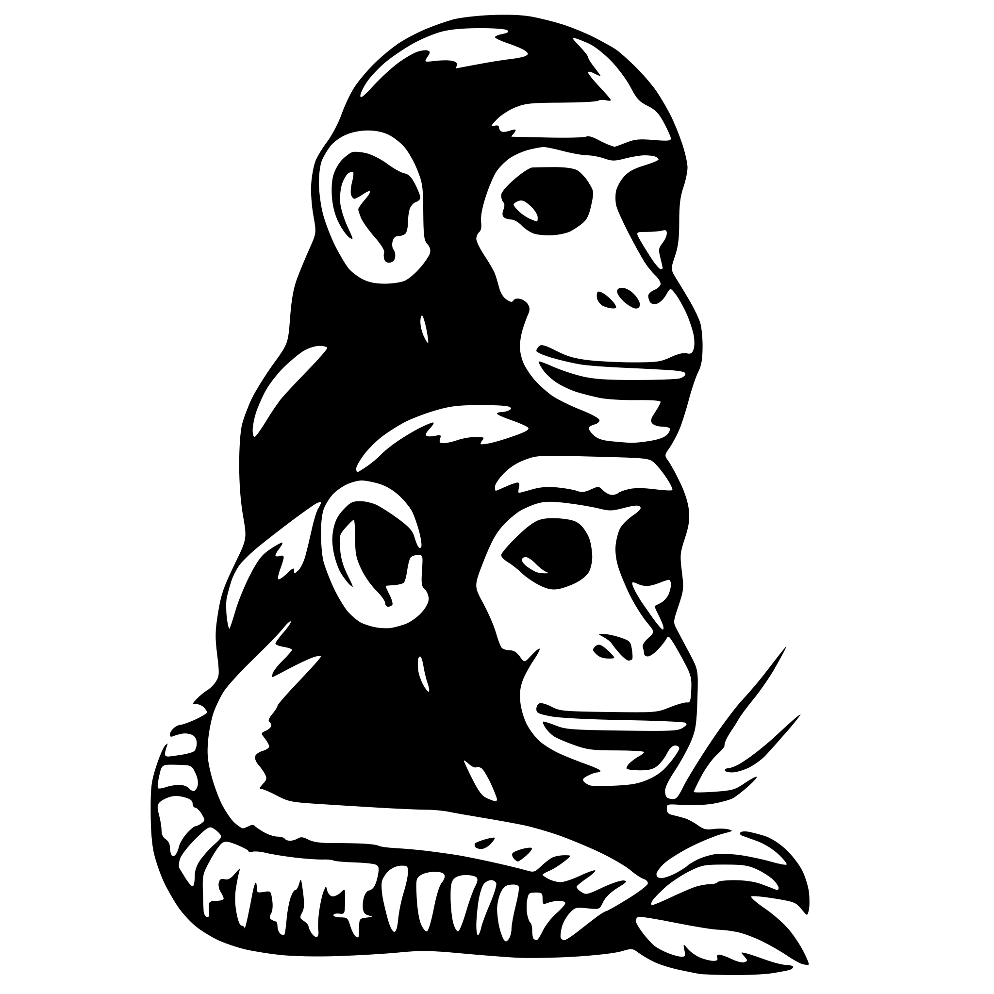 AI-generated SVG of a Three headed monkey