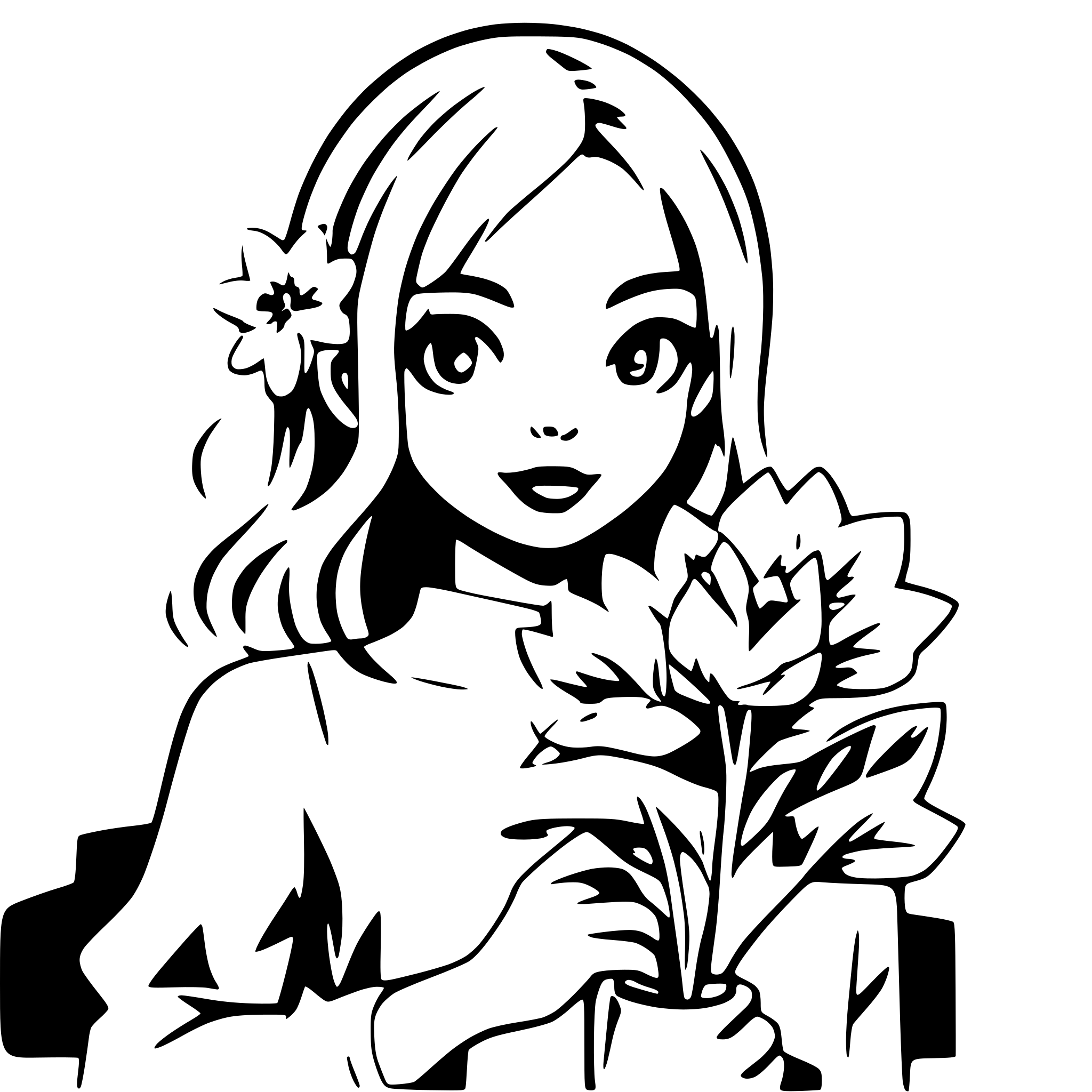 AI-generated SVG of 'girl with flower'