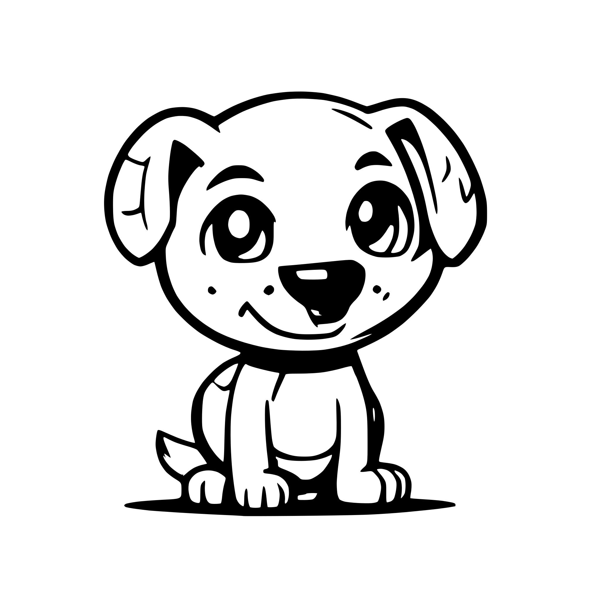 AI-generated SVG of 'a spritesheet of a smiling puppy from all direction'