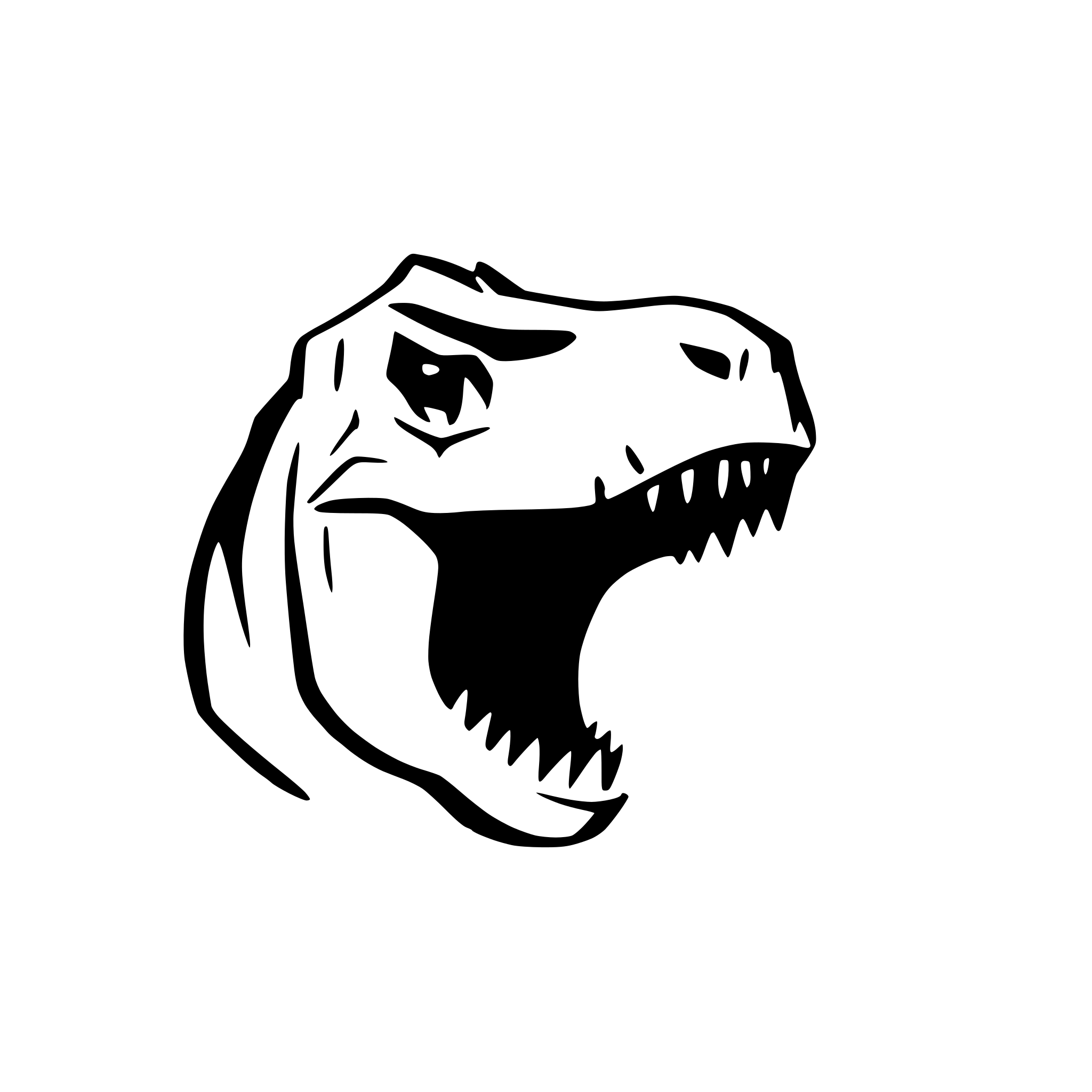 AI-generated SVG of a angry tyrannosaurus rex head, profile view, big teeth