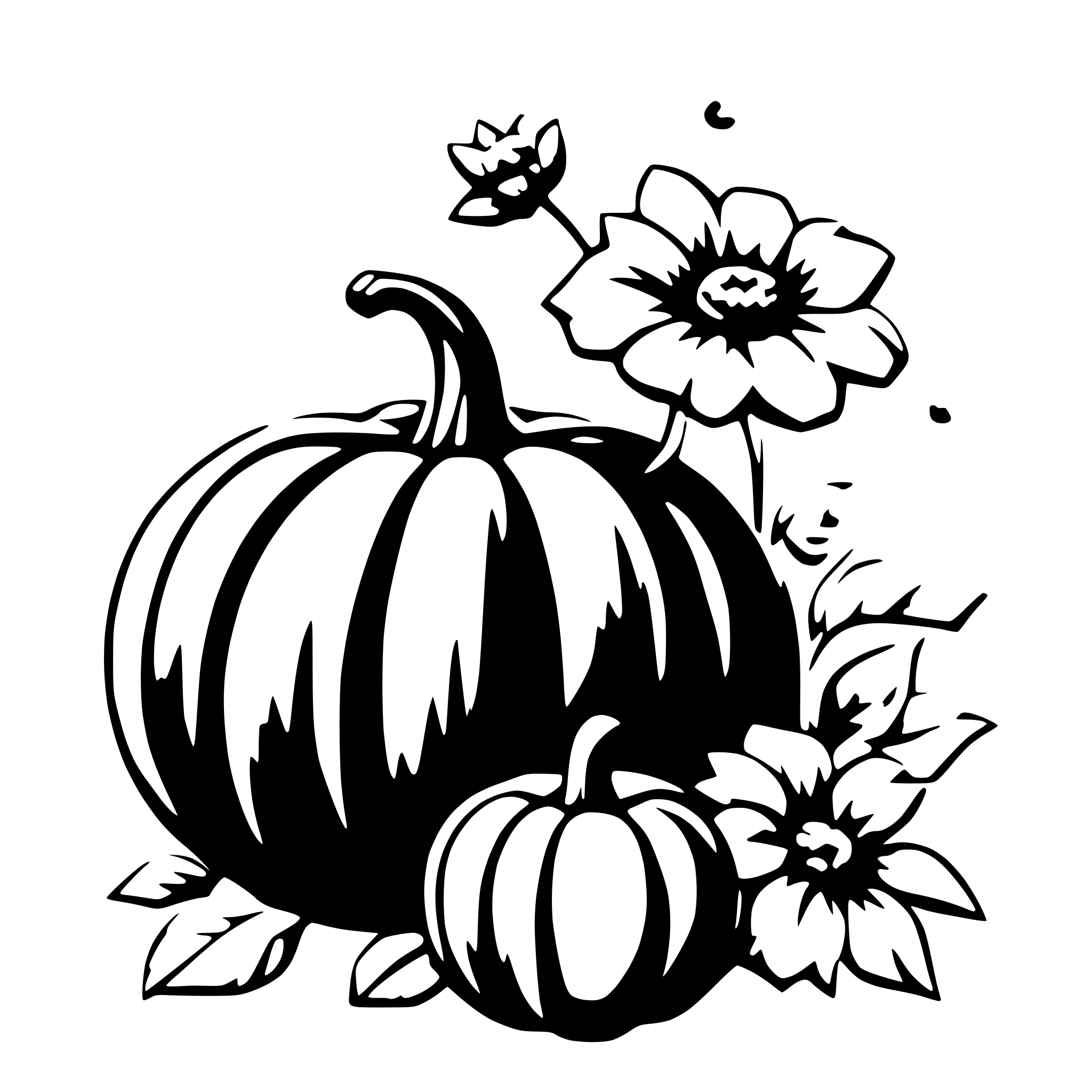 AI-generated SVG of 'pumpkin with flowers'