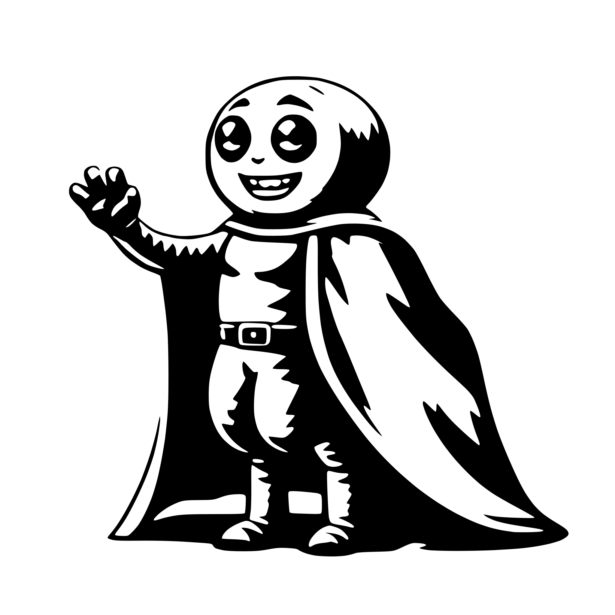 AI-generated SVG of 'caterpillar with cape in superhero pose'
