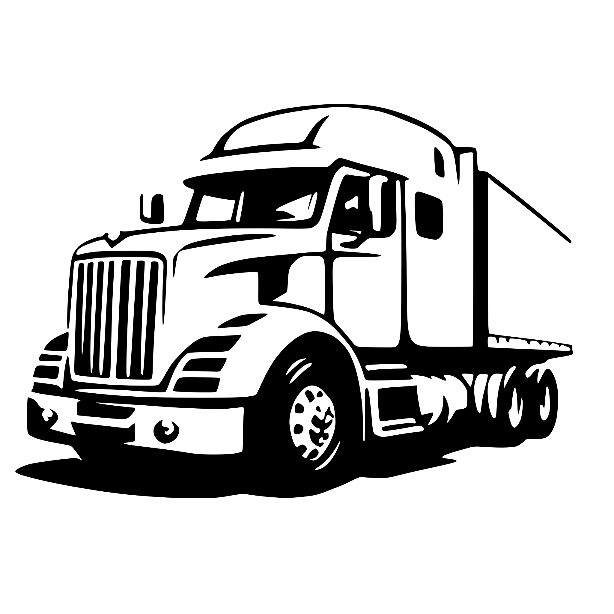 AI-generated SVG of 'semi truck from bird perscpective'