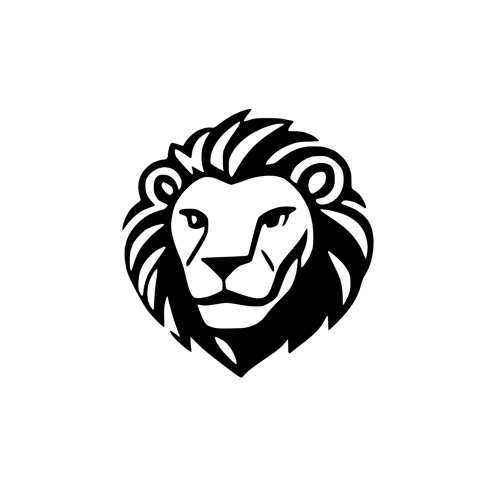 AI-generated SVG of a minimalist lion's head profile