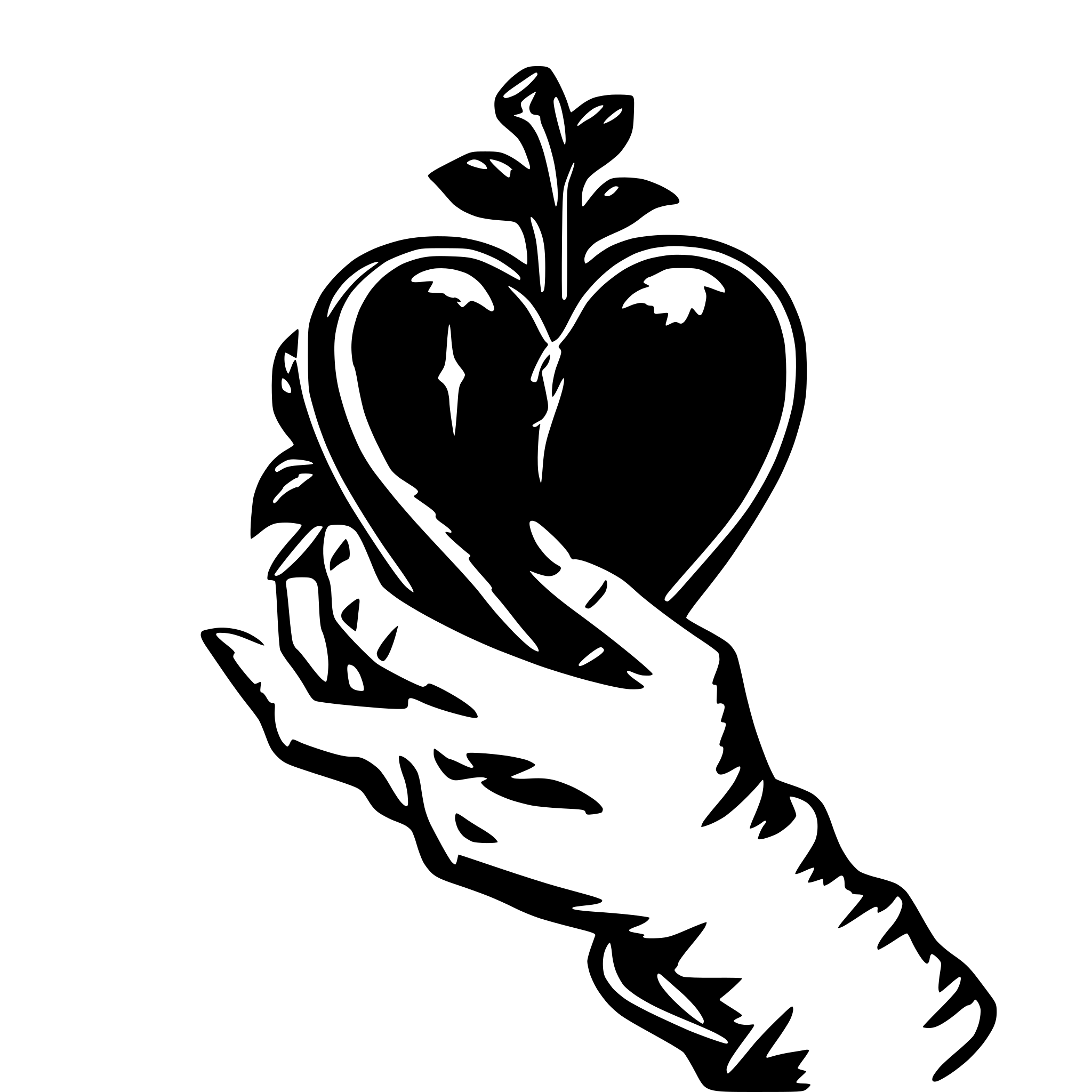 AI-generated SVG of a Tattooed hand holding bleeding heart