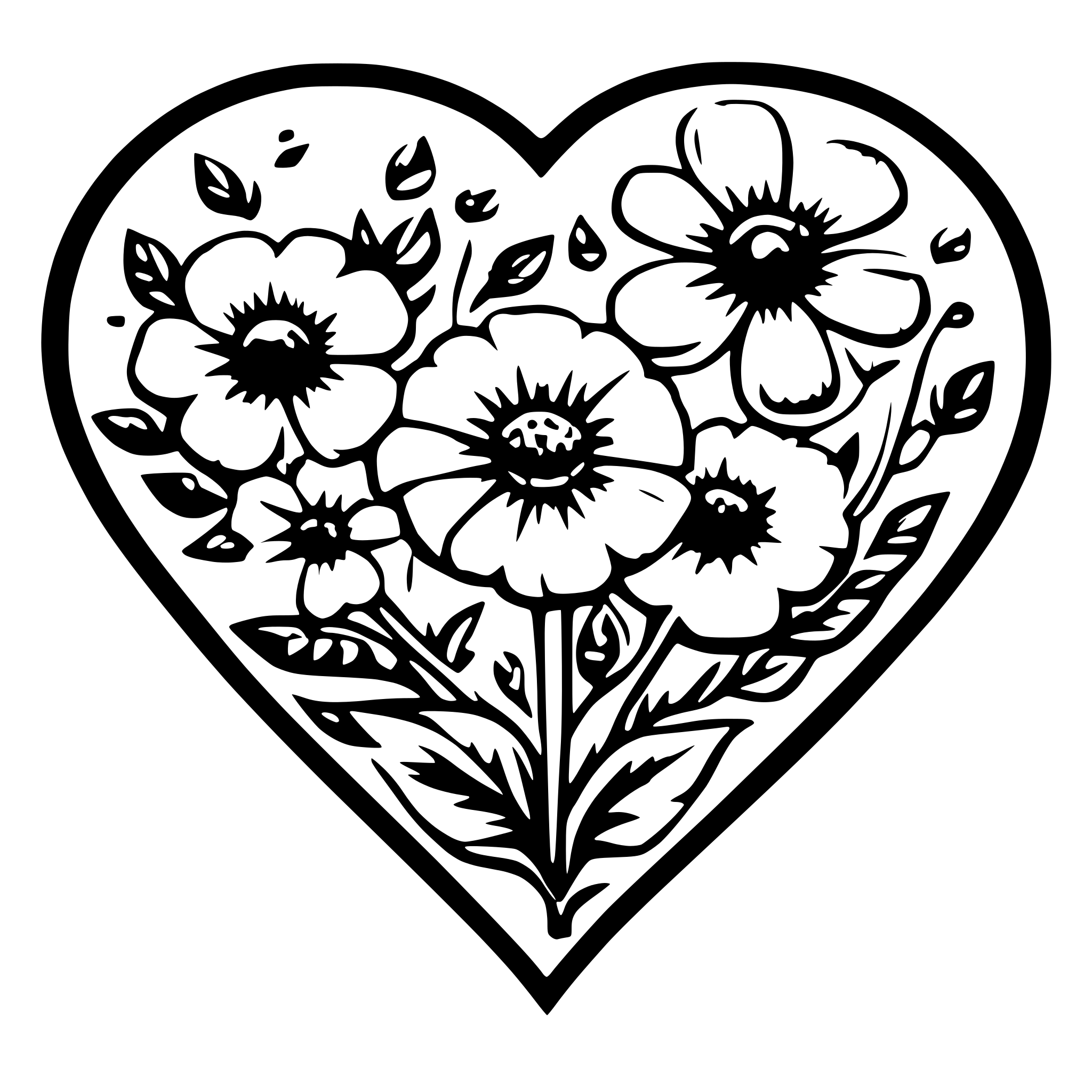AI-generated SVG of 'floral in heart shape'