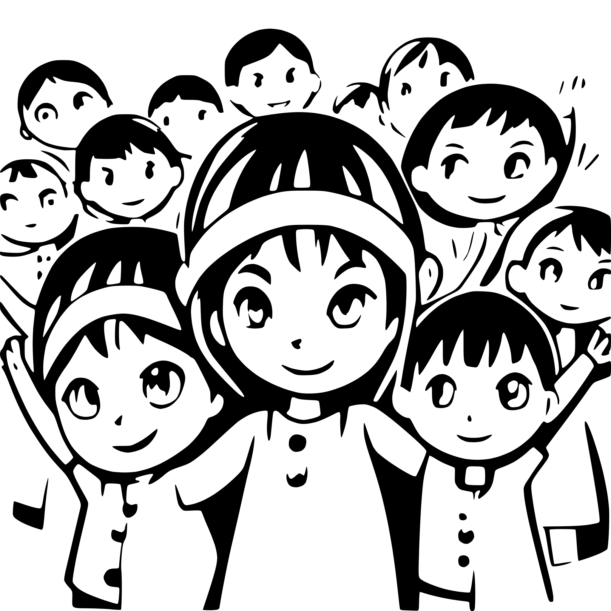 AI-generated SVG of a many childsren who holding on their hands