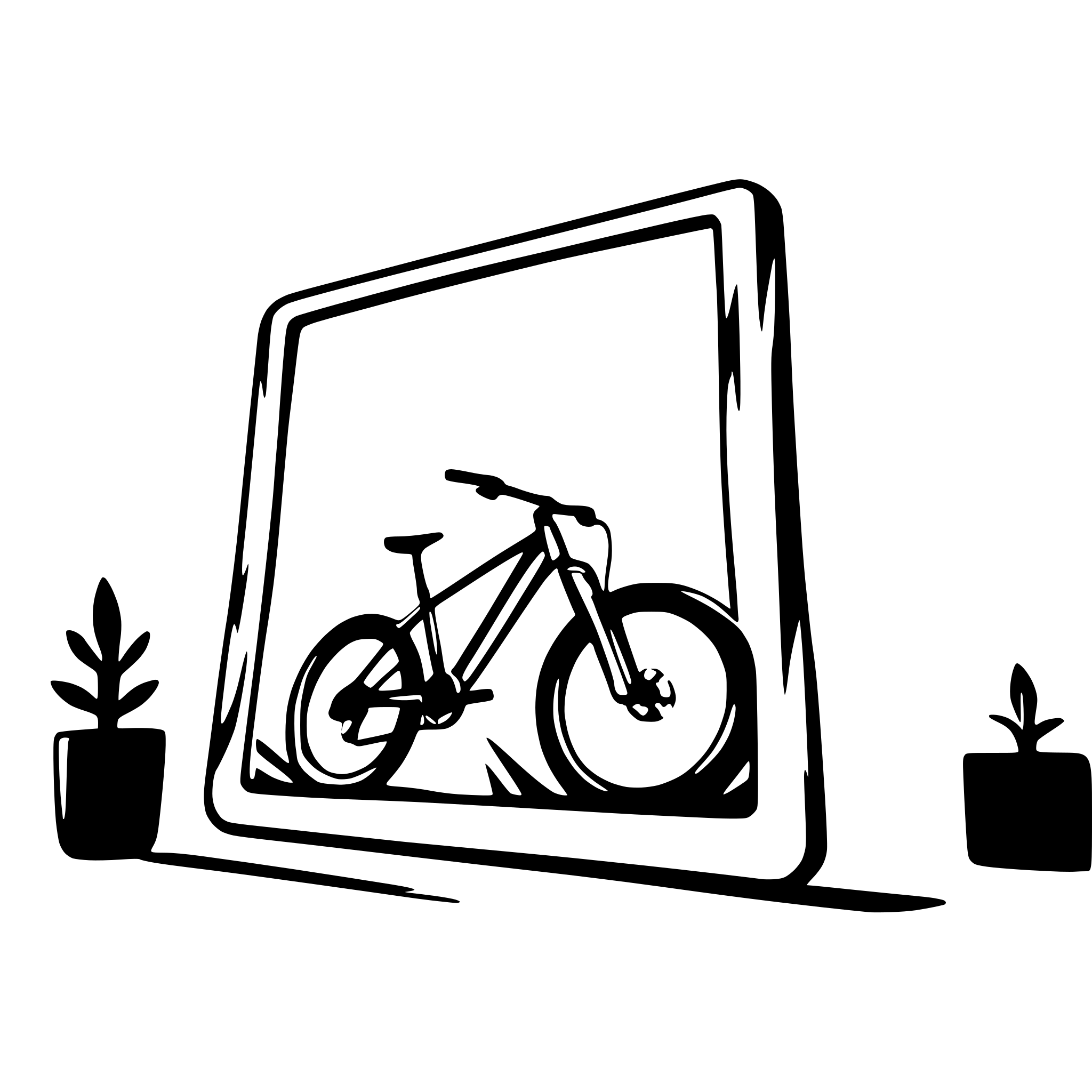 AI-generated SVG of a mountainbike breaking out of a picture frame