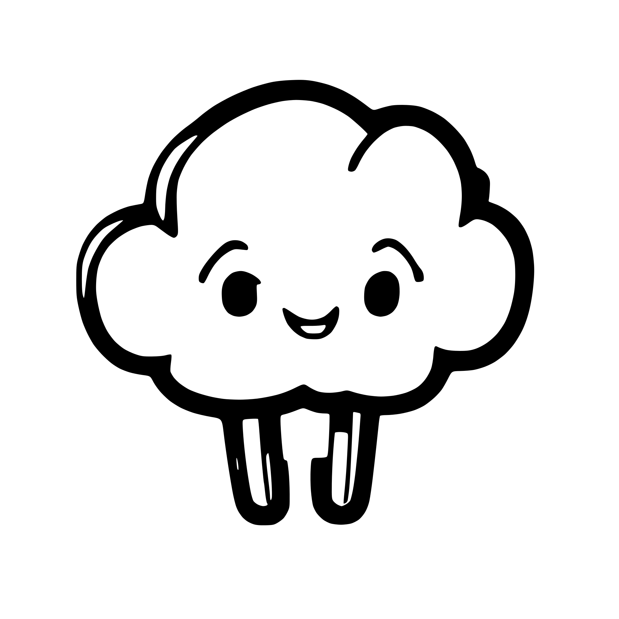 AI-generated SVG of a Create a cute, cartoon-style mascot shaped like a fluffy cloud. The cloud should be colored in a soft, warm coral shade close to hex code #fb695c. The character has a rounded, multi-lobed cloud body with two simple arms and legs. The arms are raised in a supportive gesture (not overly happy), showing encouragement or solidarity, with rounded hands and no visible fingers. The legs are straight and end in small, rounded feet.  Facial features include:  A small, simple smile (not too wide or cheerf
