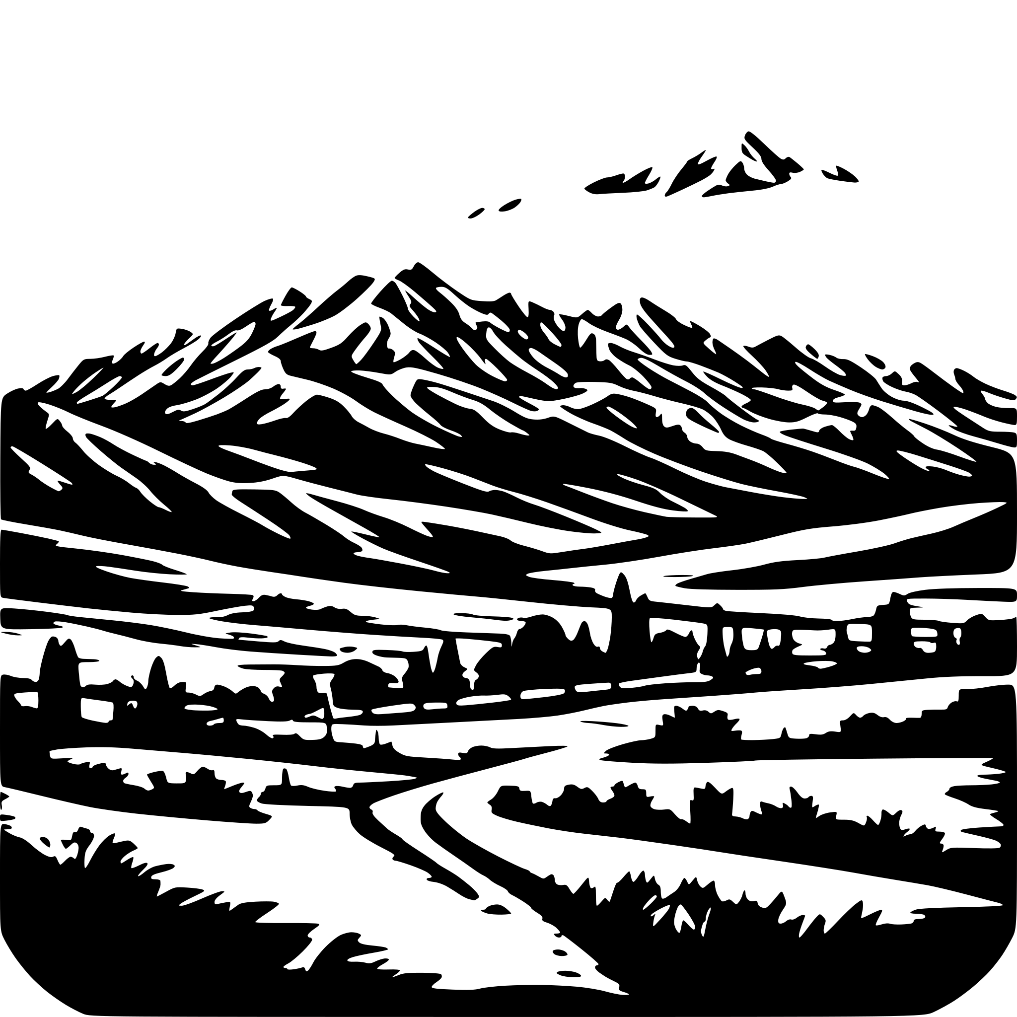 AI-generated SVG of 'Mendoza mountains with wind above.'