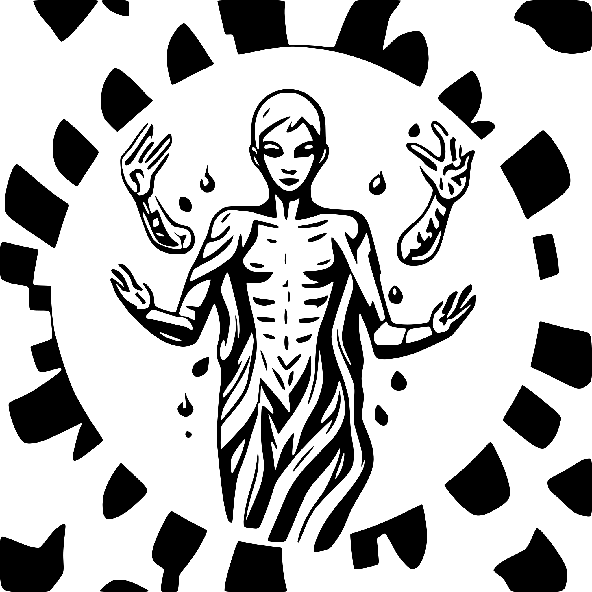 AI-generated SVG of a human with six arms