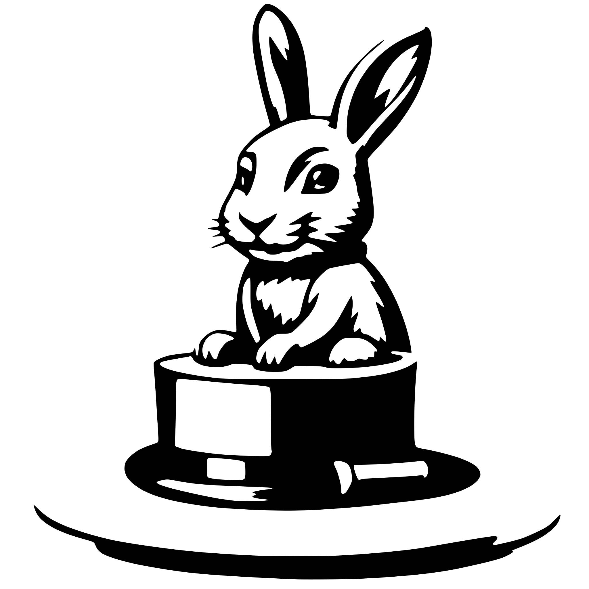 AI-generated SVG of a a bunny reading a long paper coming out of a hat