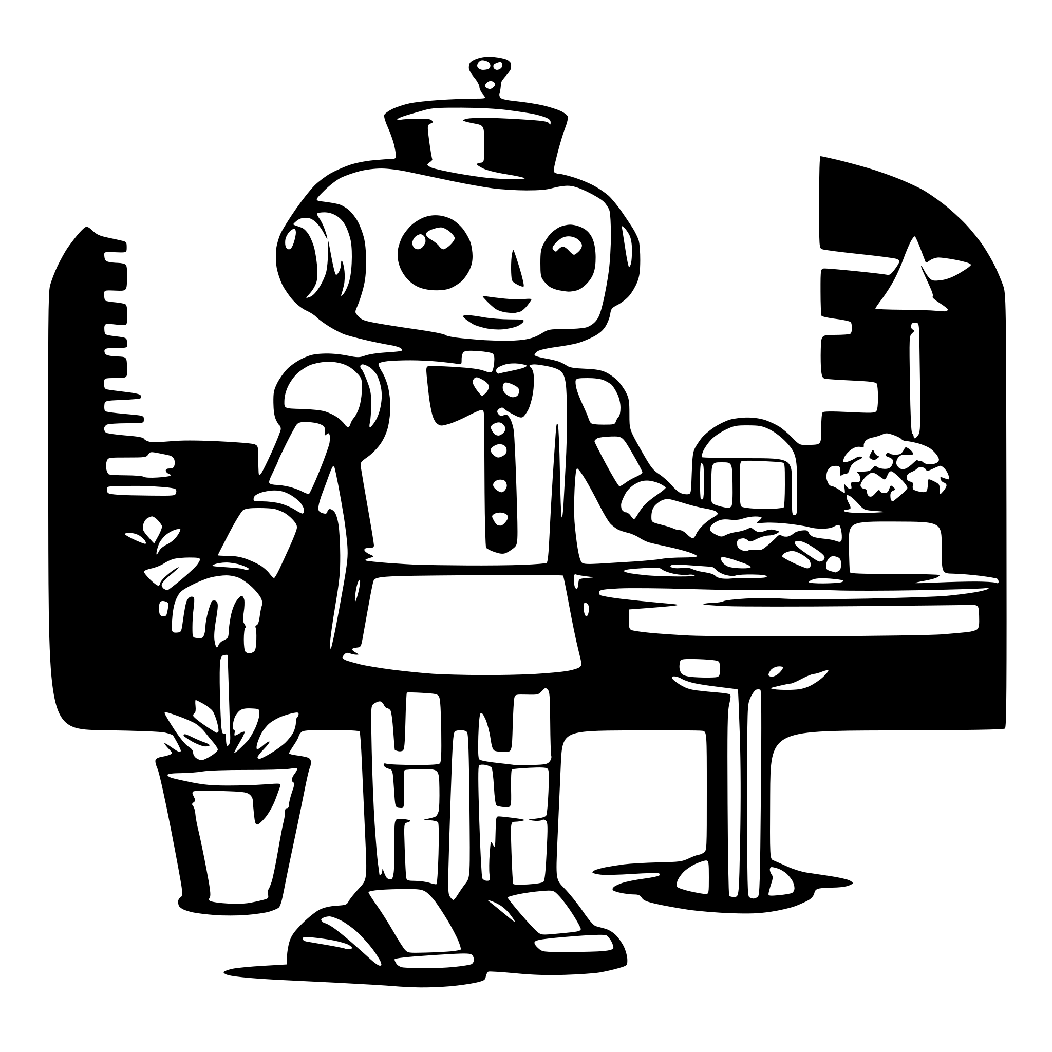 AI-generated SVG of a A cute bot butler