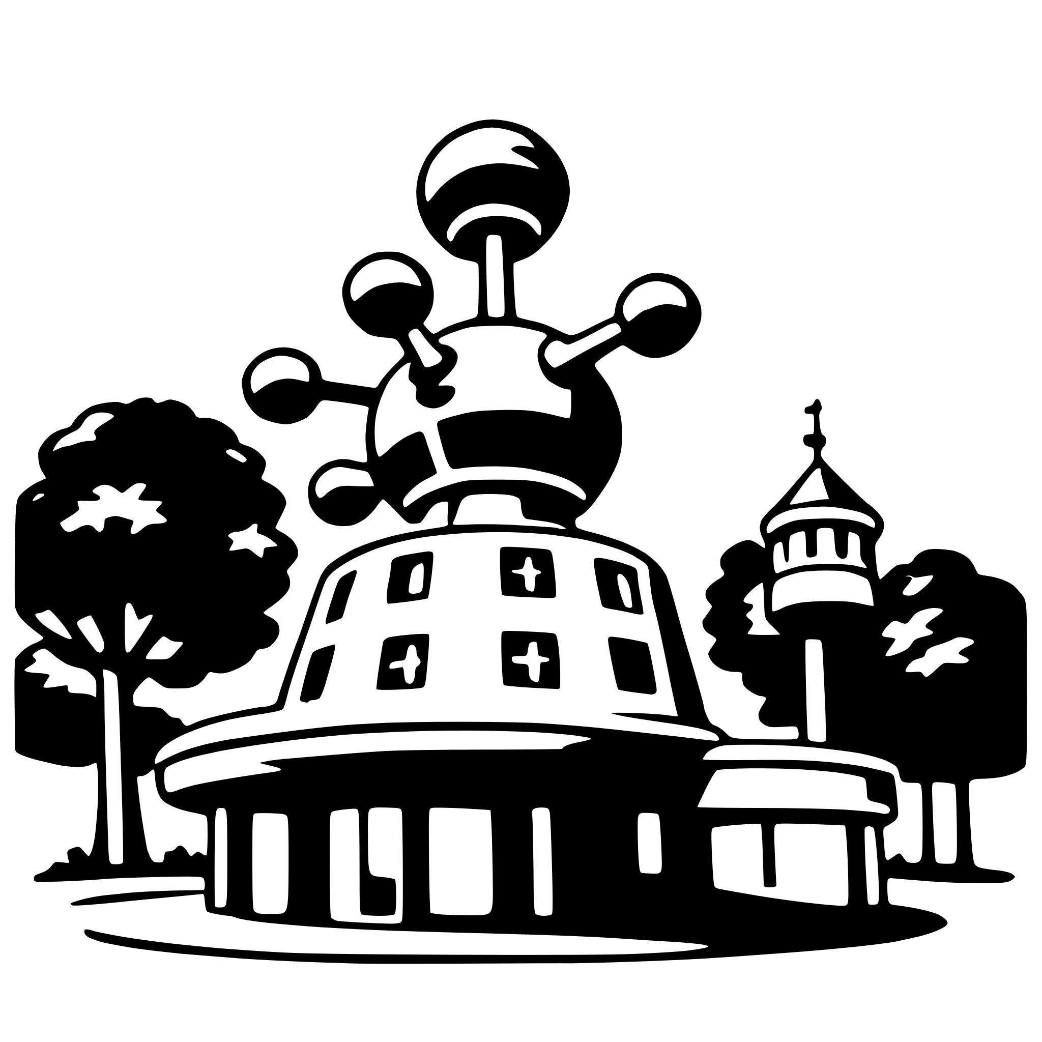 AI-generated SVG of a atomium
