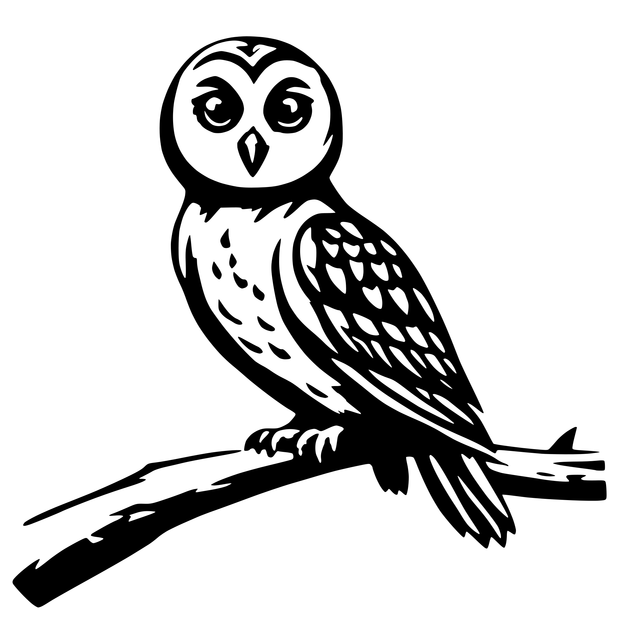 AI-generated SVG of 'owl on branch'