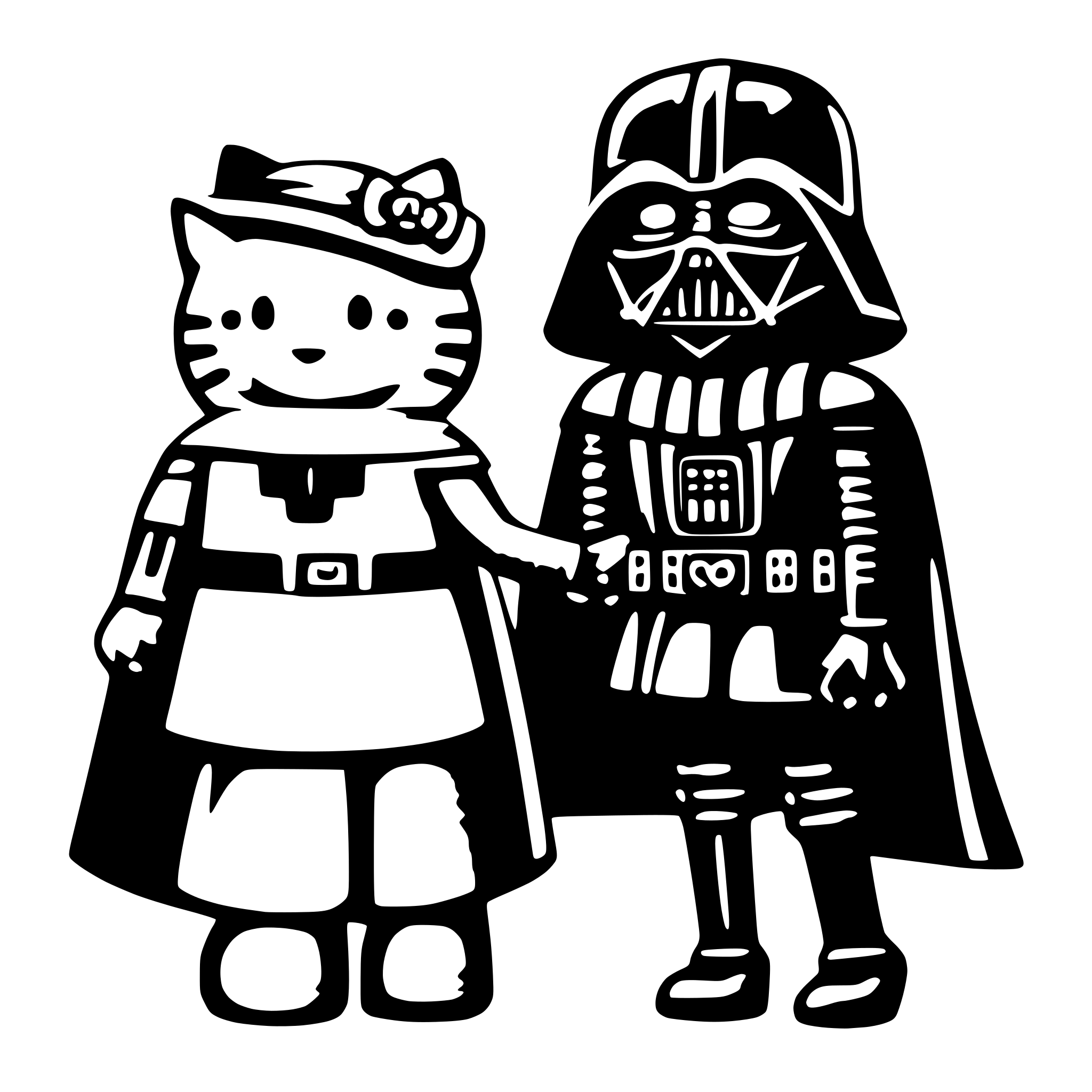 AI-generated SVG of a darth vader and hello kitty