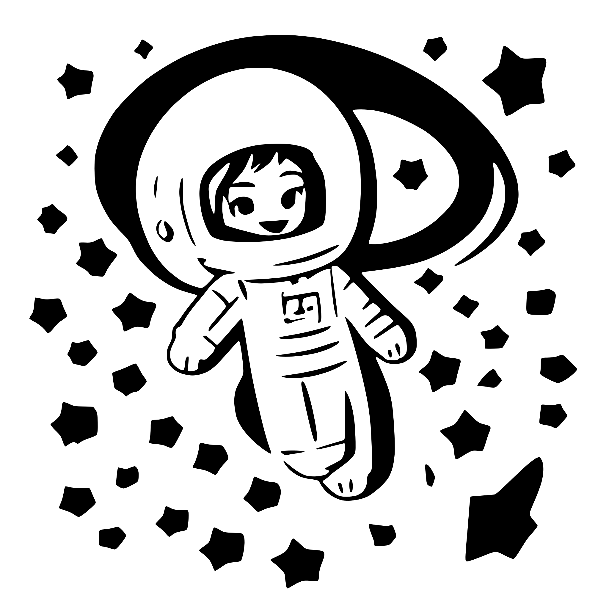 AI-generated SVG of a astronaut floating between stars