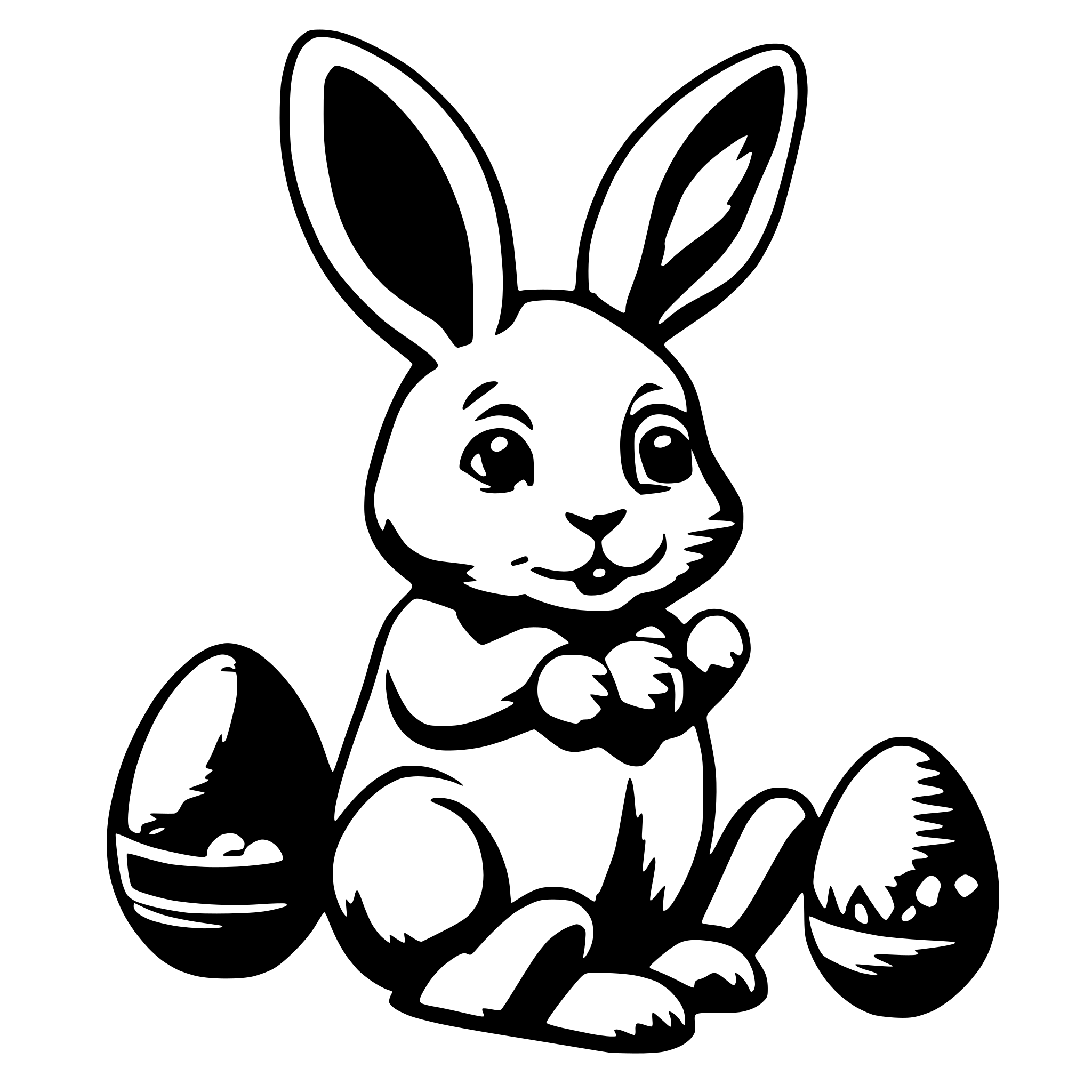 AI-generated SVG of 'cute bunny with easter eggs'