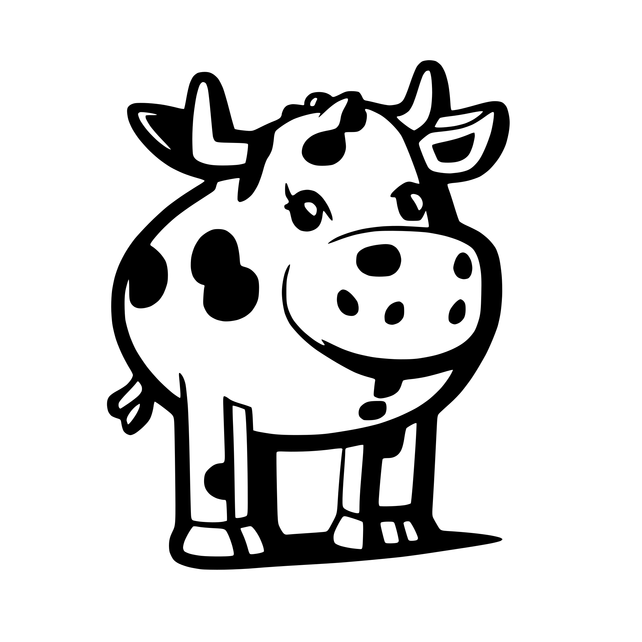 AI-generated SVG of a Generate a cow with black and white spots. The perspective should be from the side